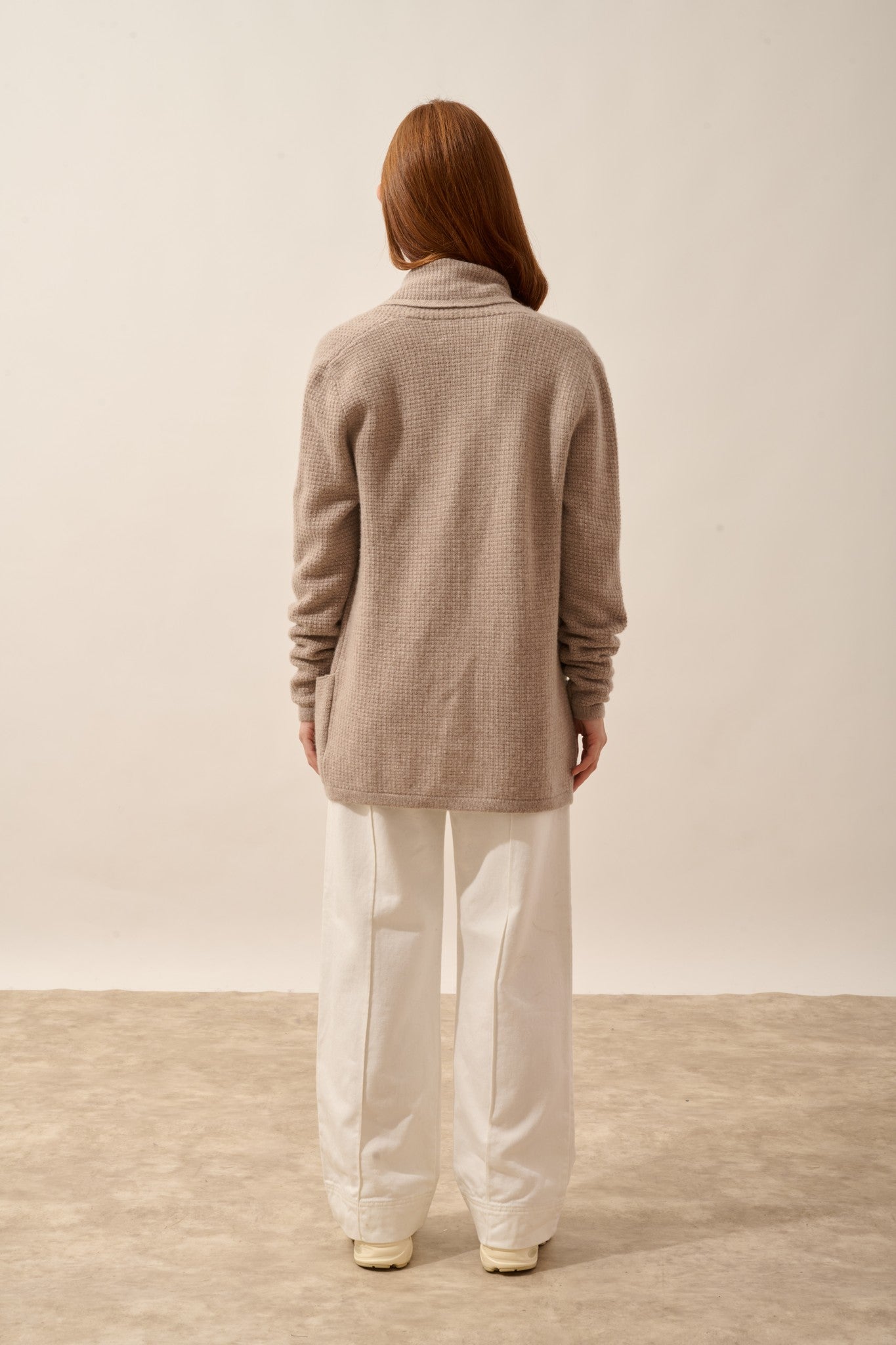 tarapoto veste col châle taupe clair chiné