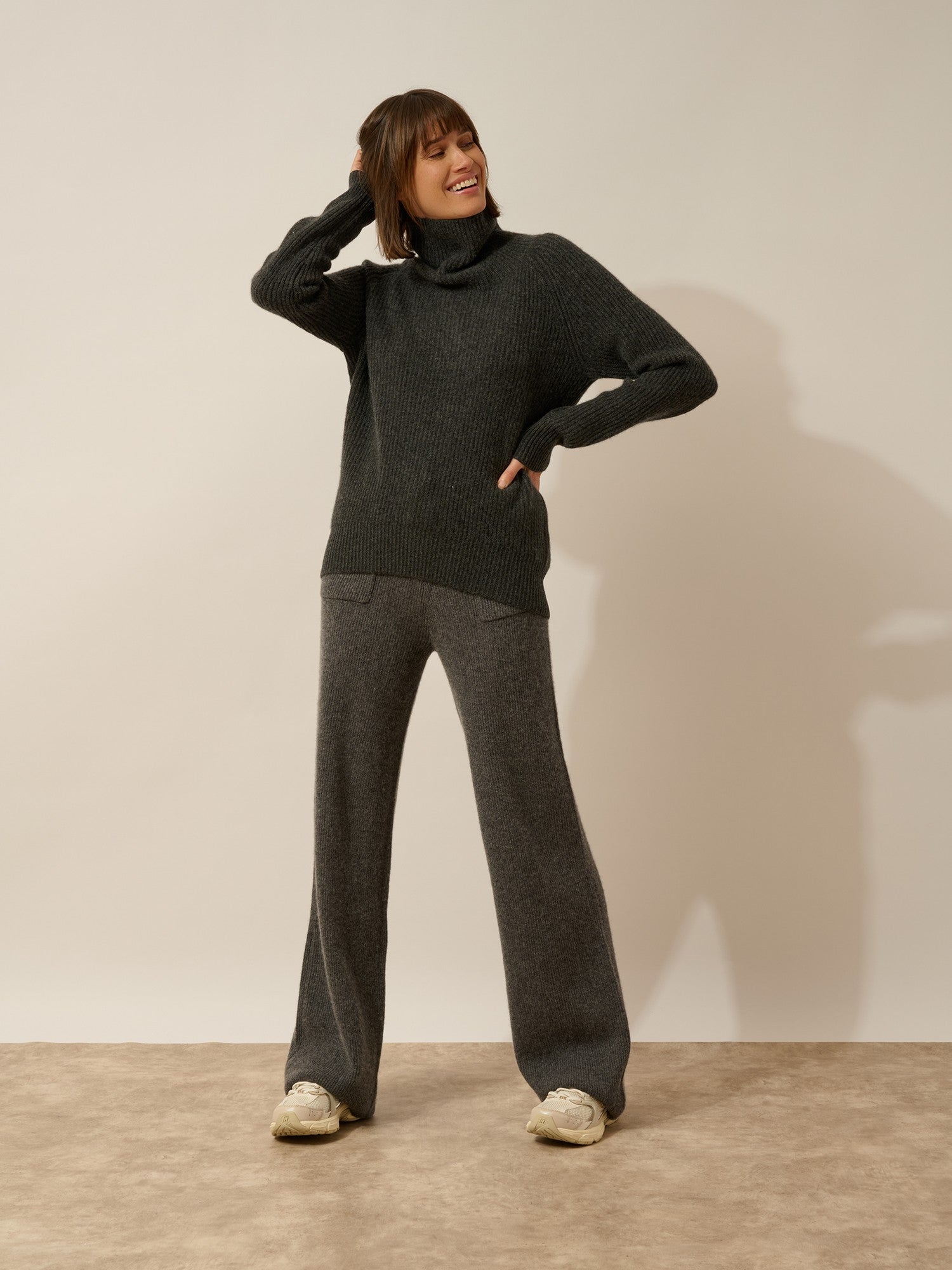 Taylor 4-ply carbon heathered turtleneck sweater