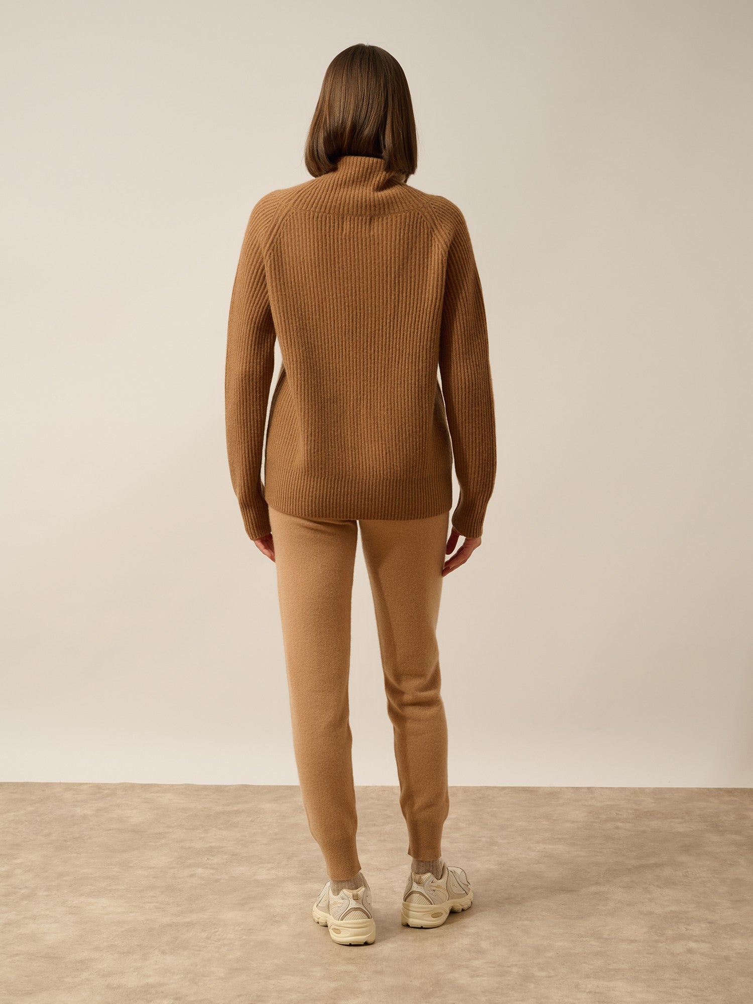Taylor 4-ply hazelnut turtleneck sweater