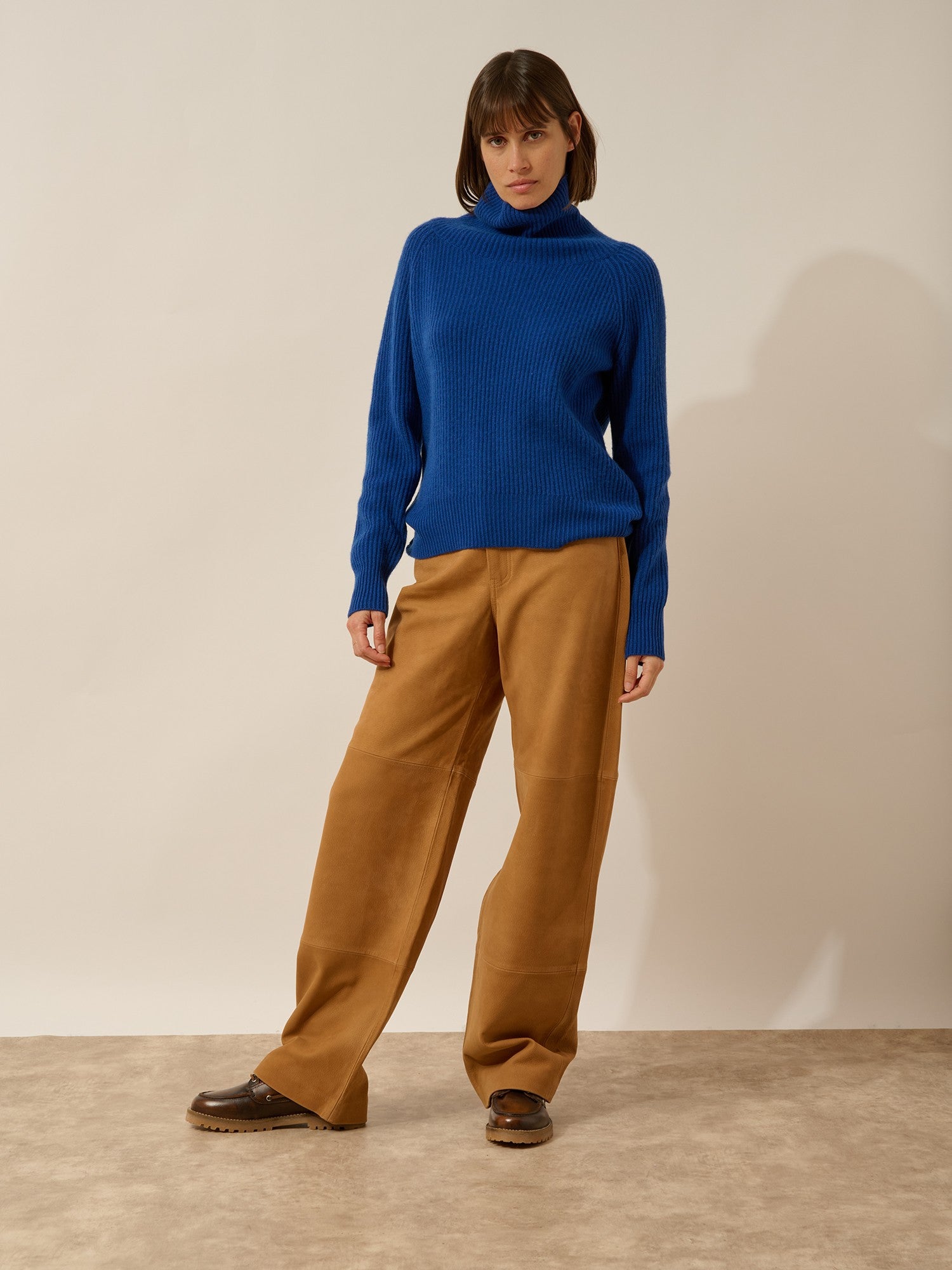 Taylor 4-ply navy blue turtleneck sweater