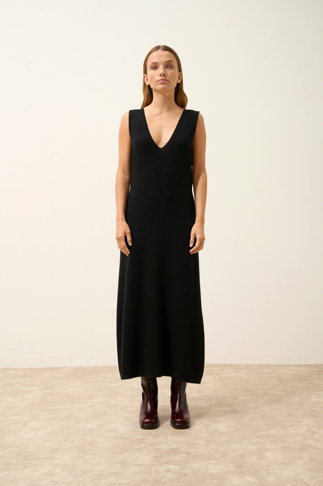 TESSA robe col v noir