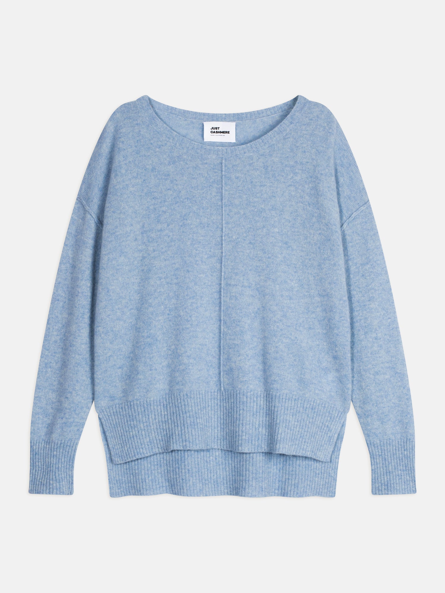 TESS pull col rond bleu ciel chiné