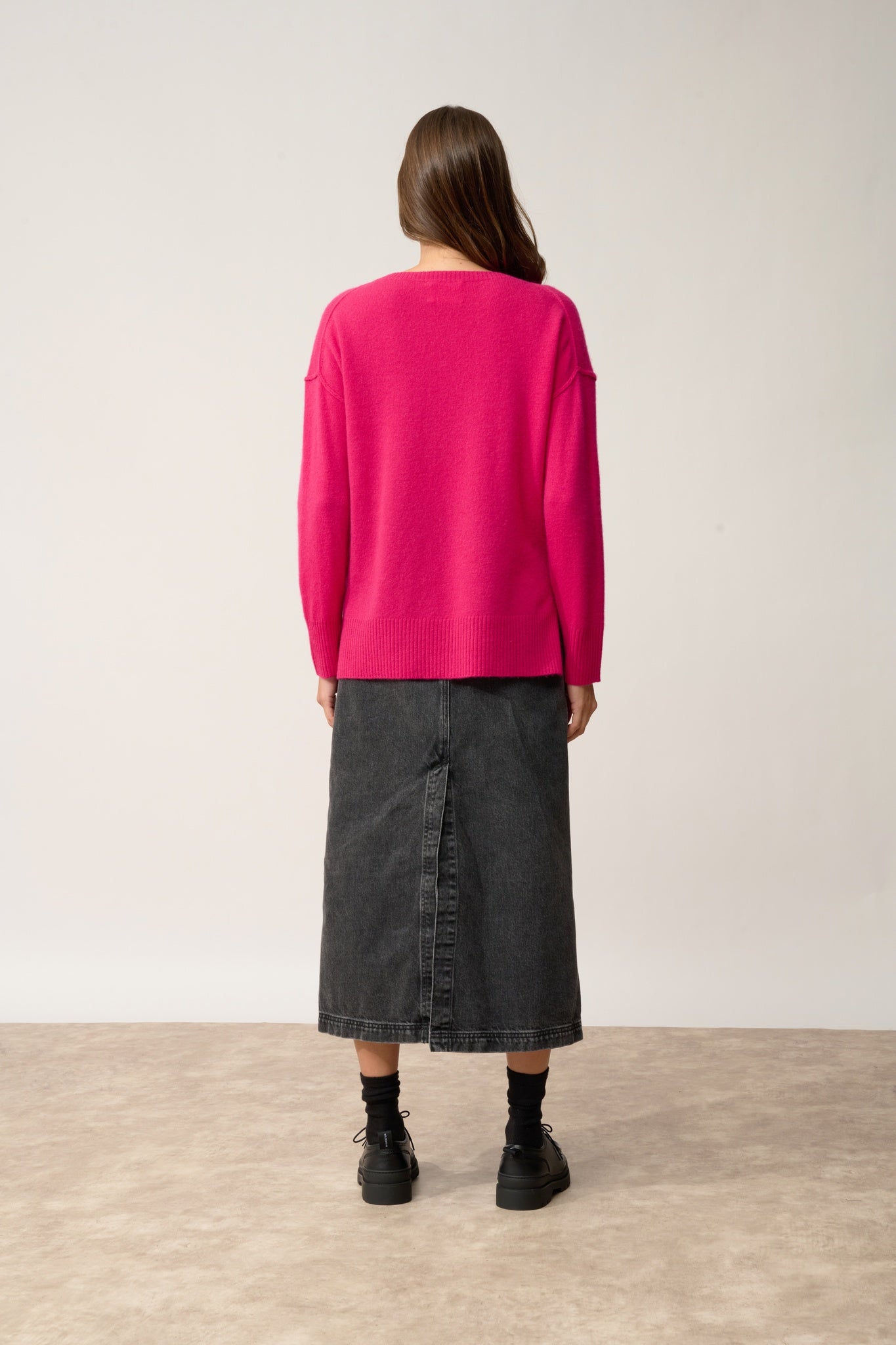 TESS pull col rond fuchsia