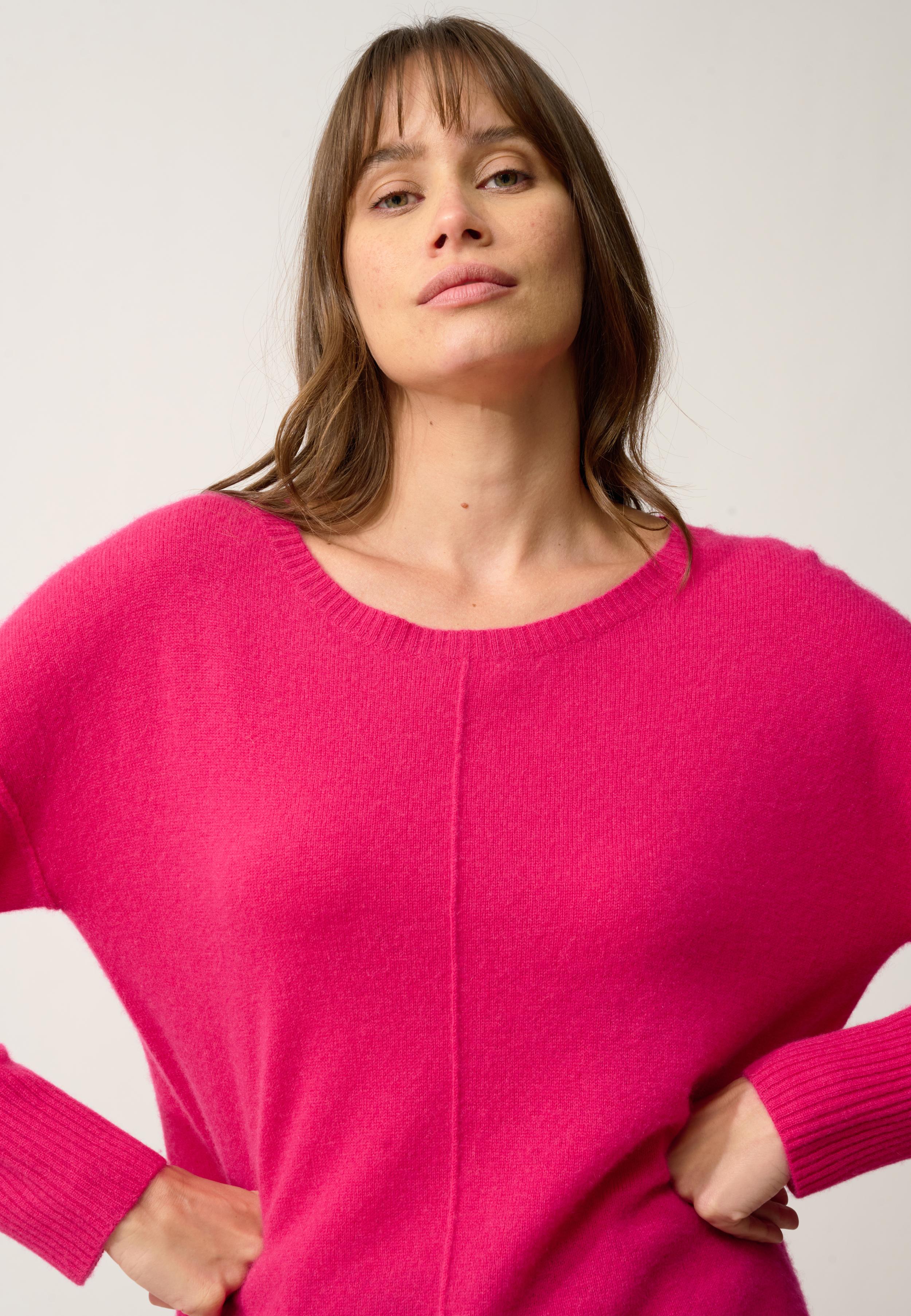 TESS pull col rond fuchsia