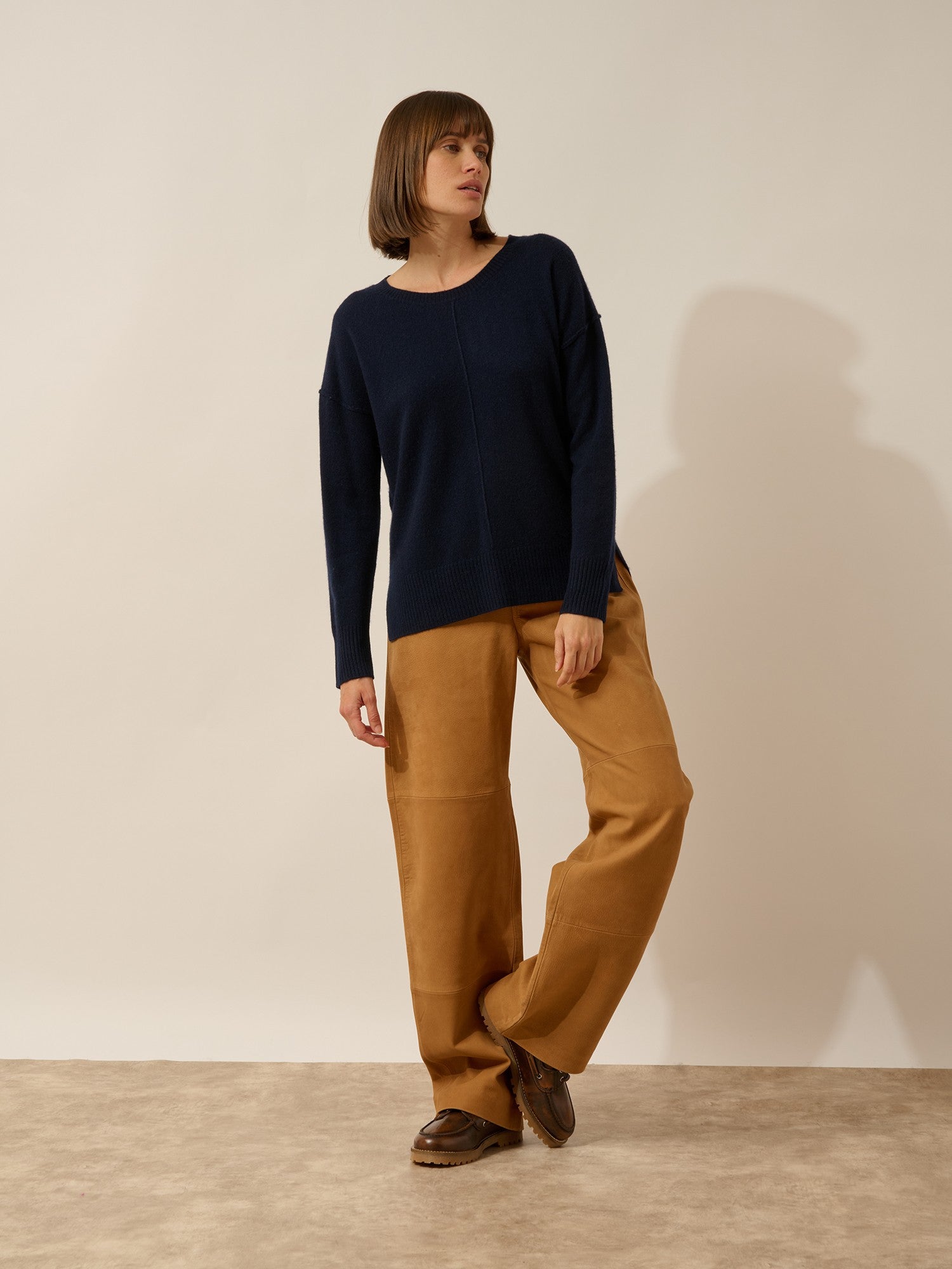 navy round neck sweater