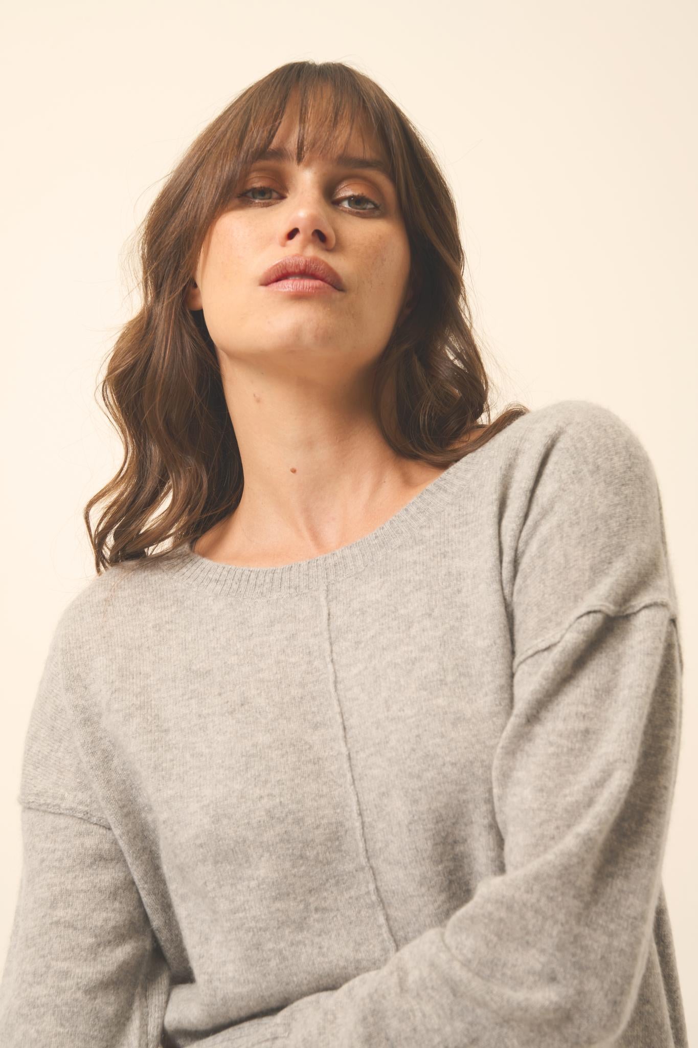 TESS pull col rond nuage chiné