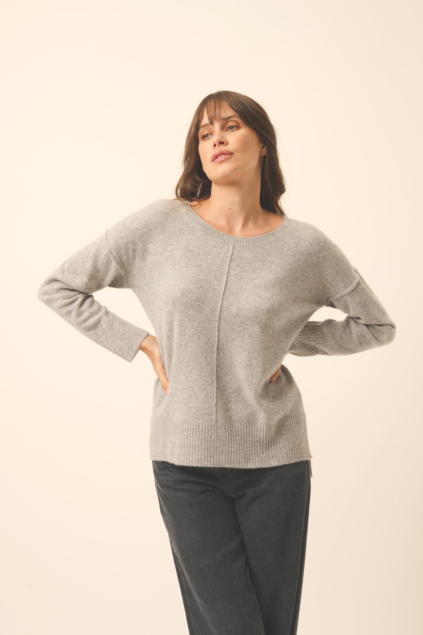 TESS pull col rond nuage chiné