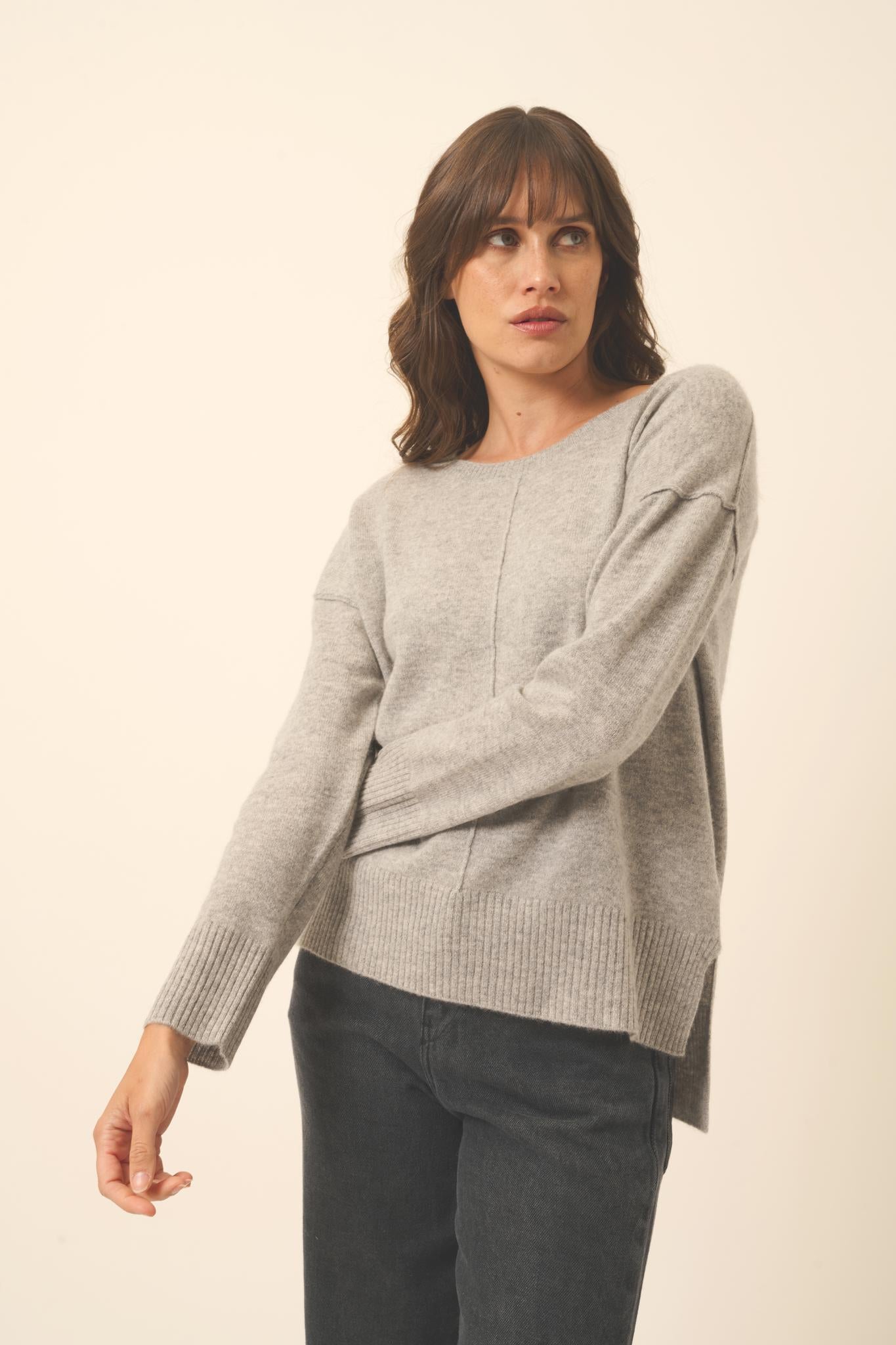TESS pull col rond nuage chiné