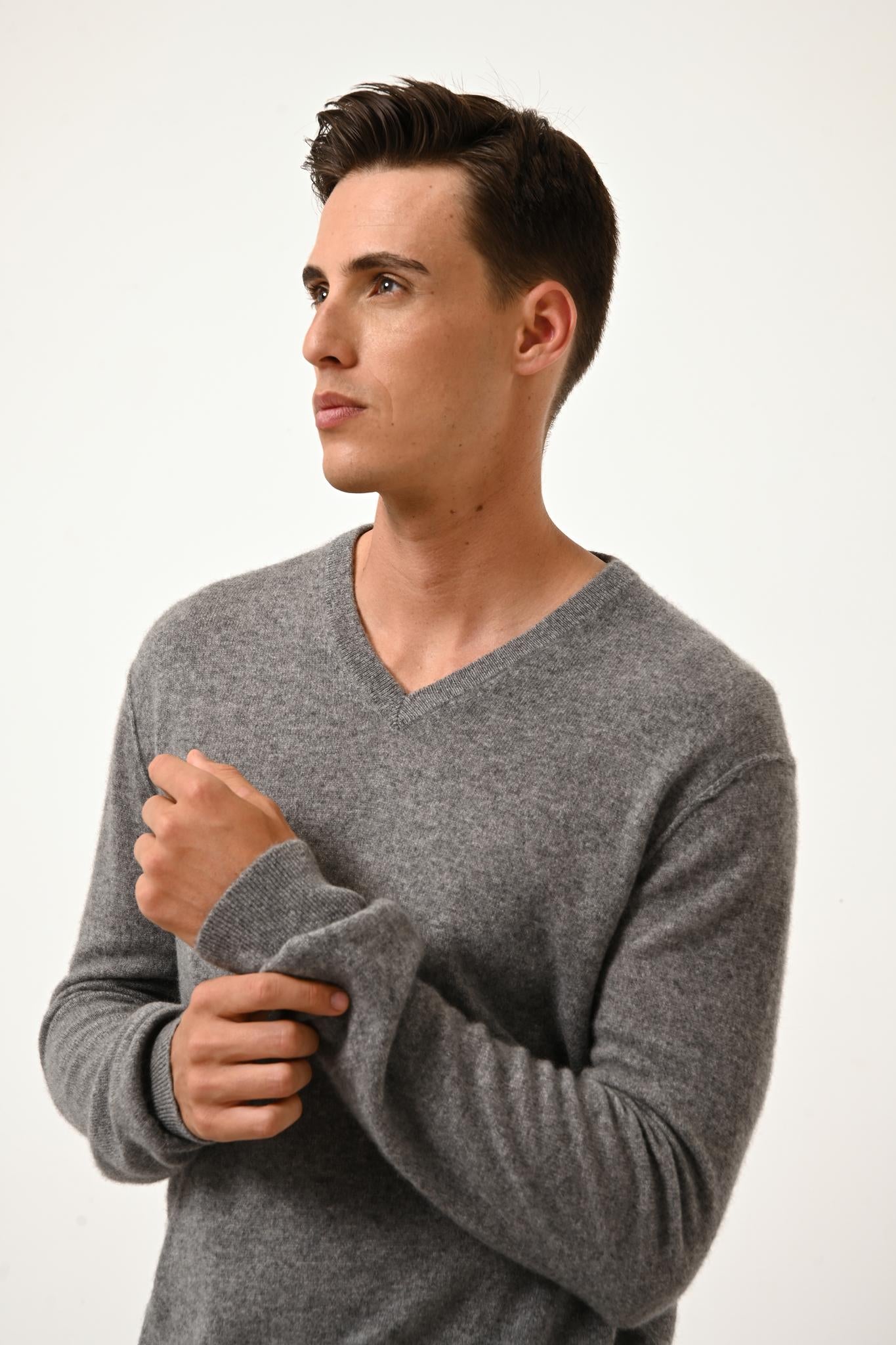 TOM v-neck sweater flannel mottled