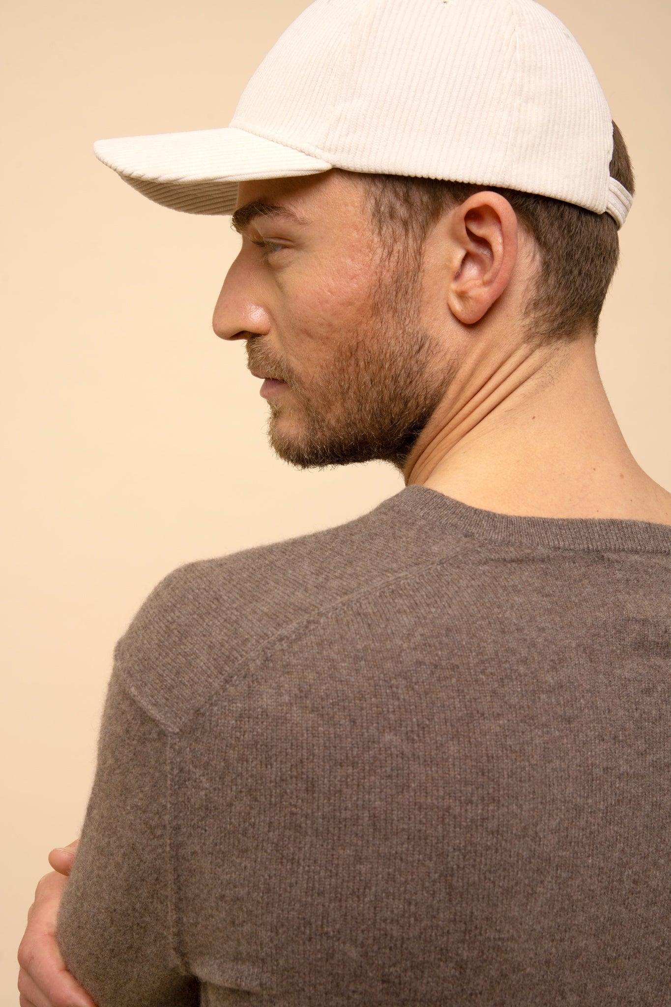 TOM pull col v taupe chiné