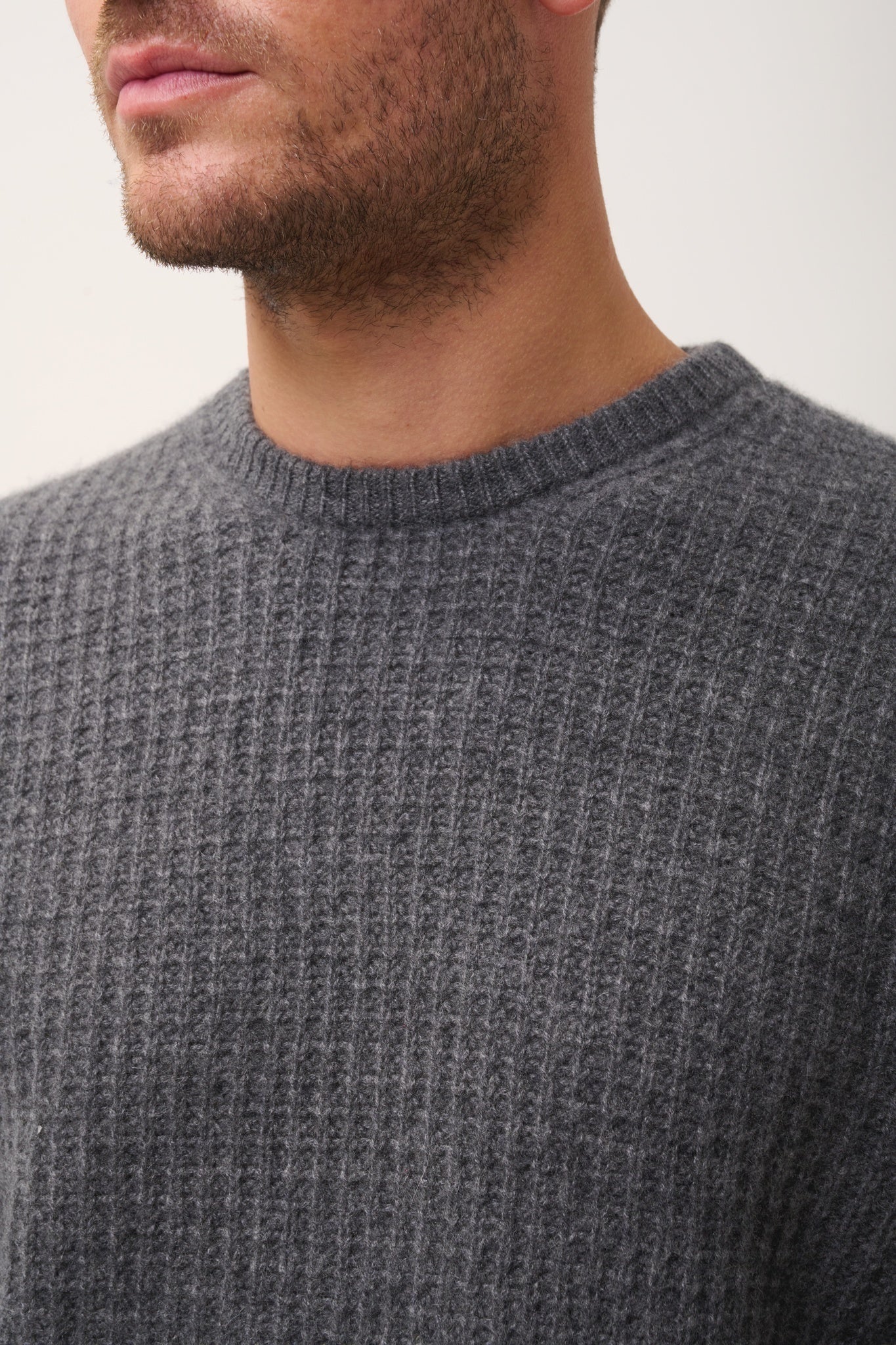TORLEN round neck sweater, 6-ply, heathered anthracite