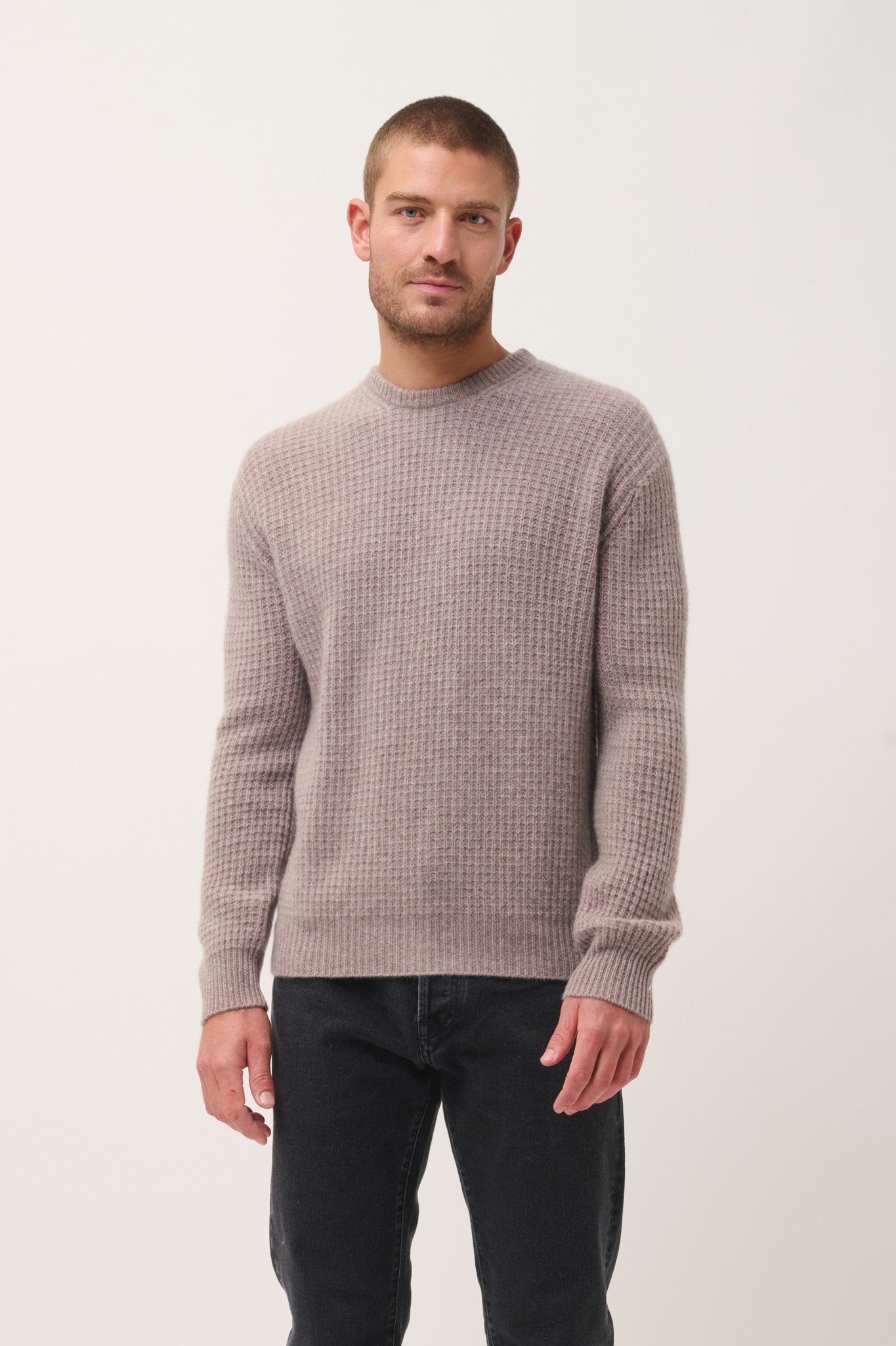 torlen pull col rond 6 fils caribou chiné 100% cachemire