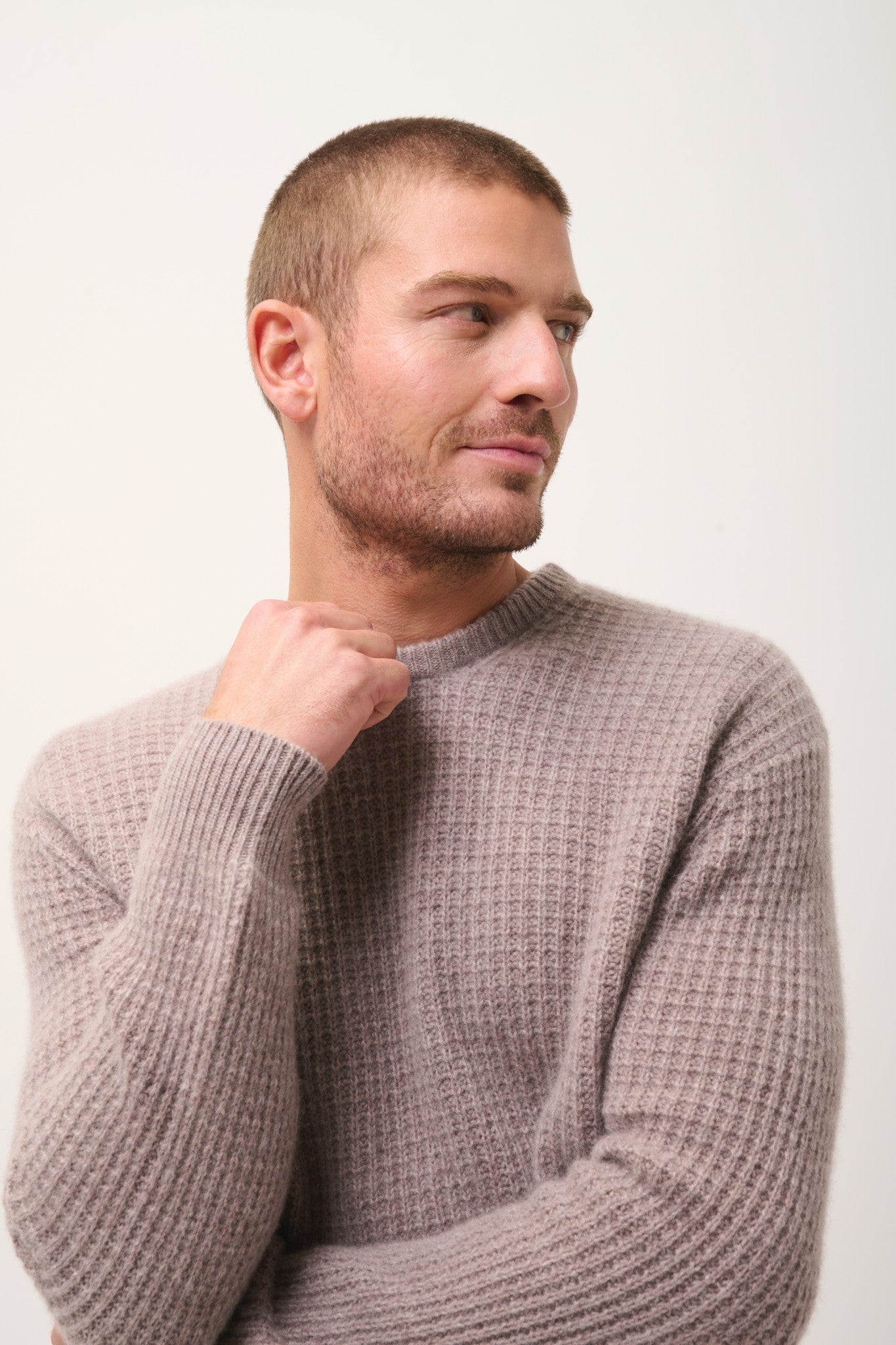 torlen pull col rond 6 fils caribou chiné 100% cachemire