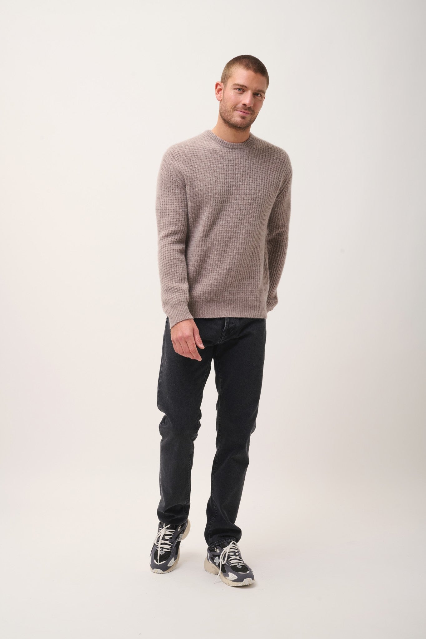 torlen pull col rond 6 fils caribou chiné 100% cachemire