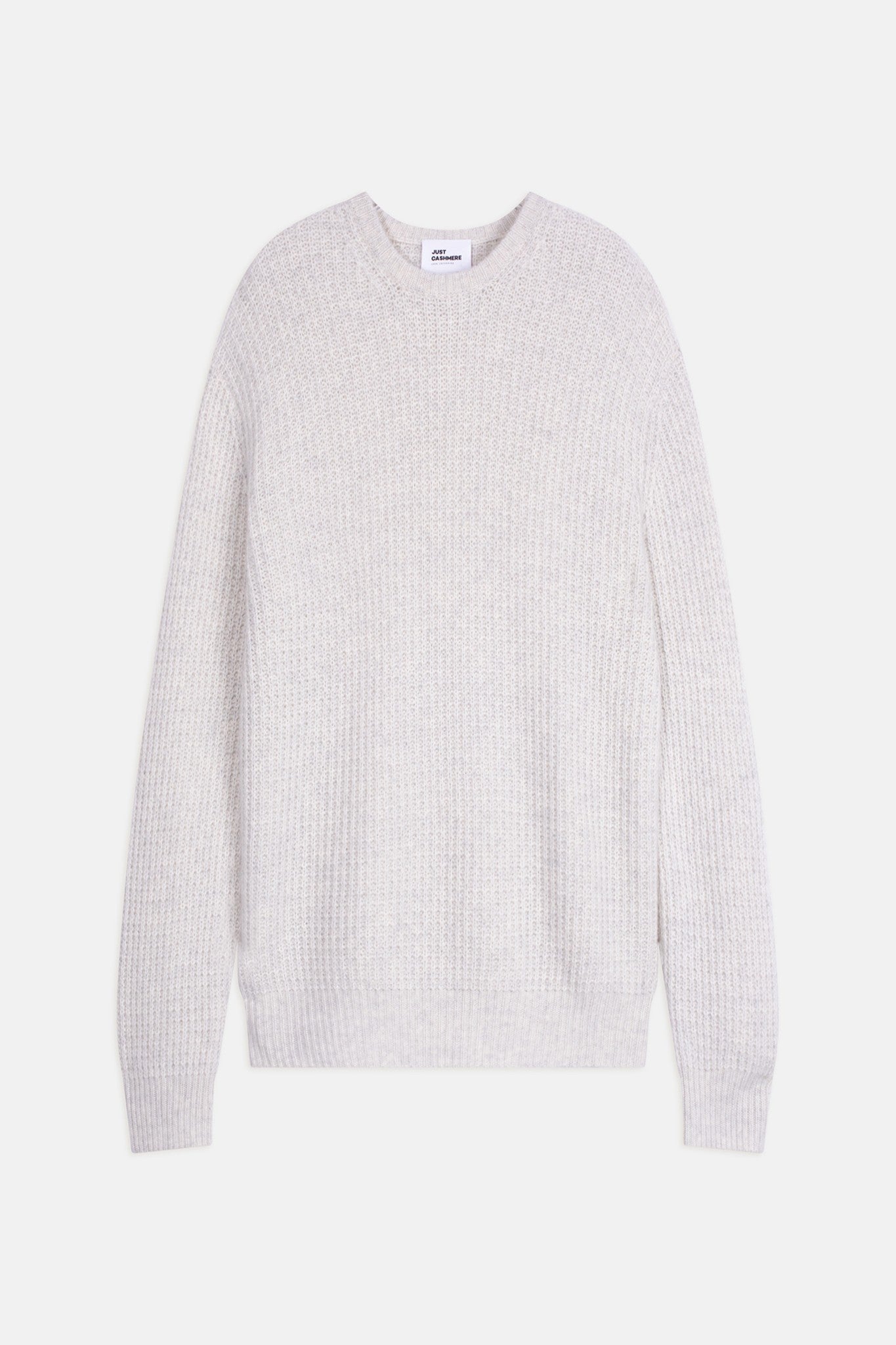 torlen pull col rond 6 fils gris perle chiné