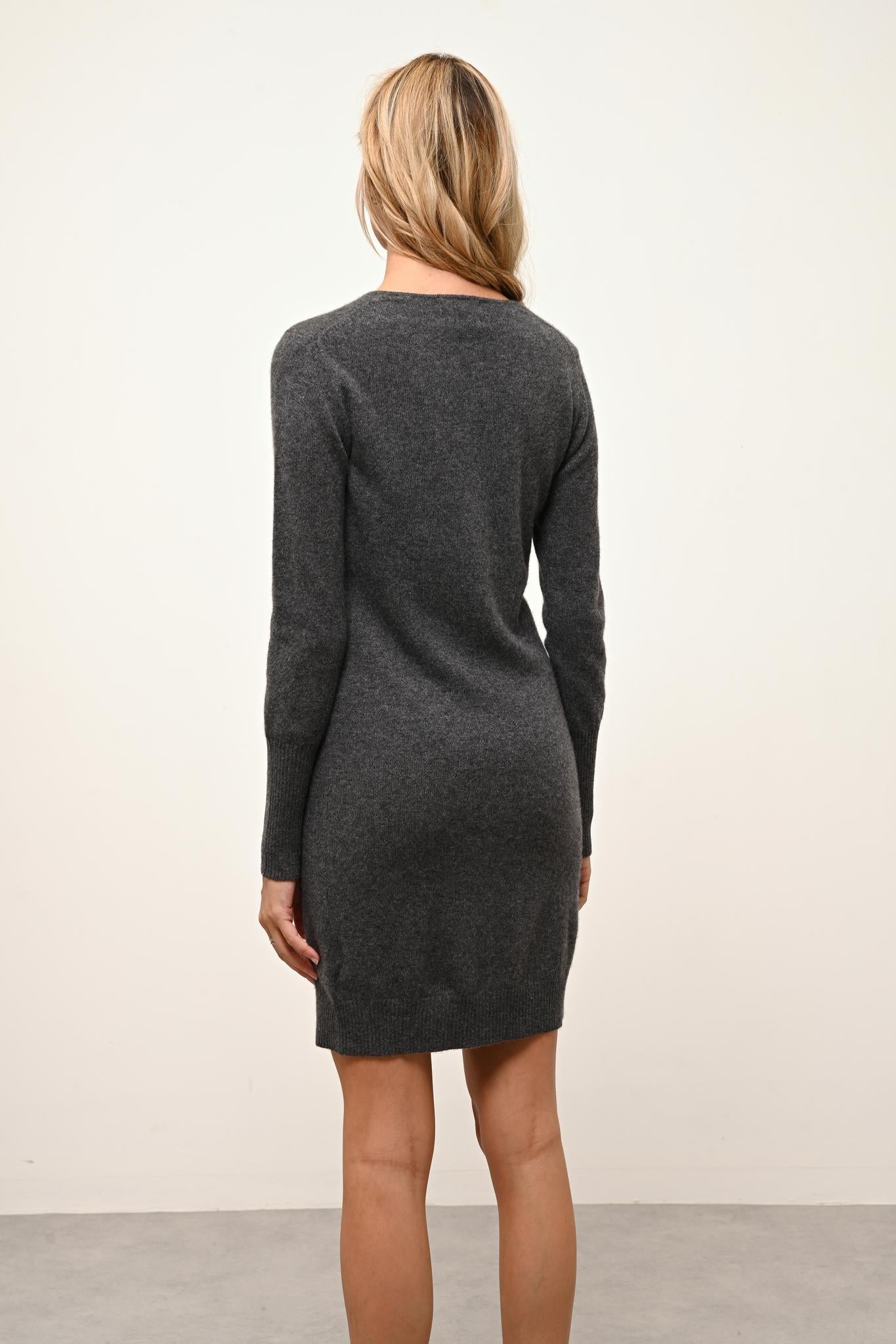 TRACY robe col v anthracite chiné