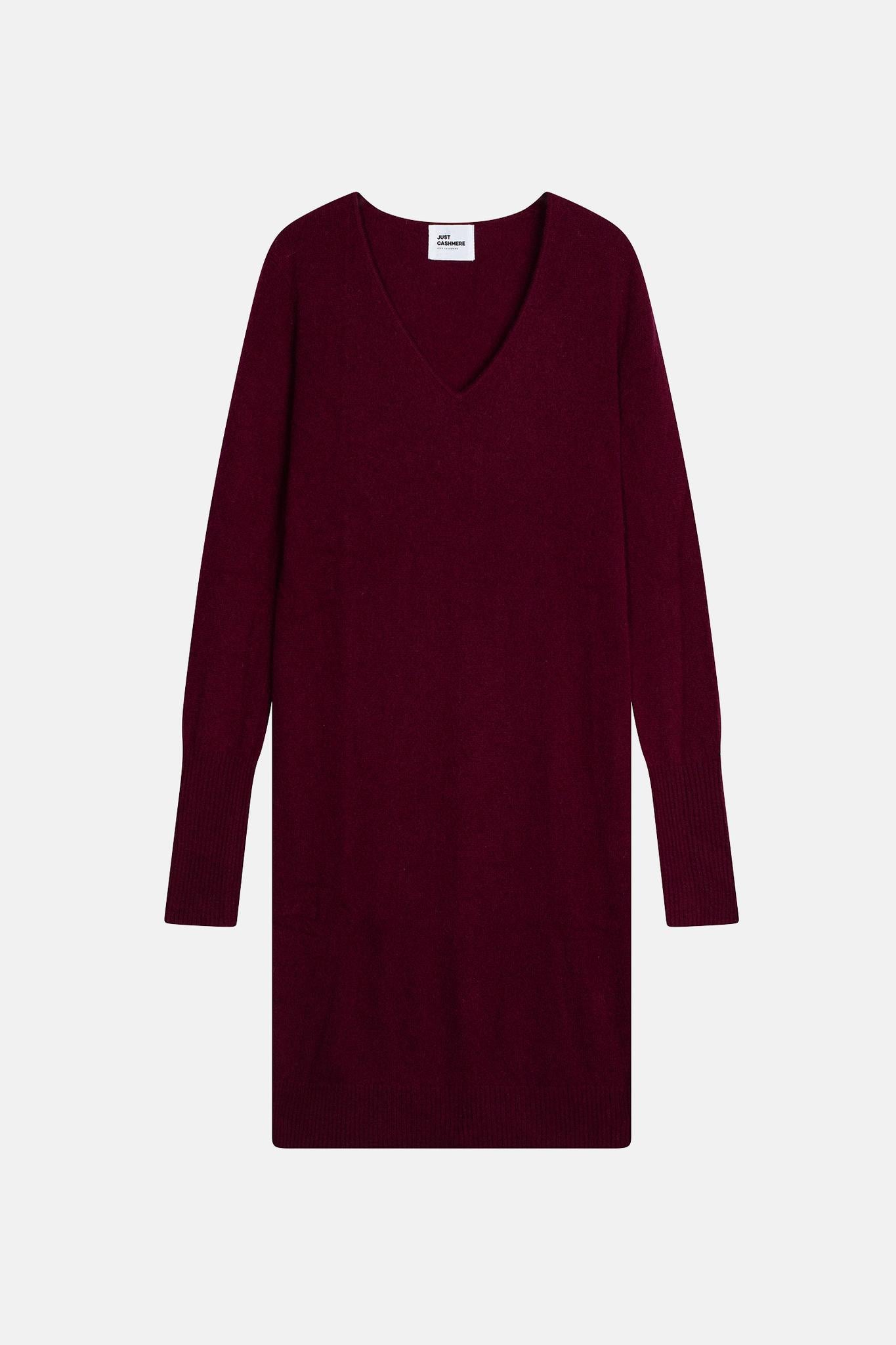 TRACY burgundy v-neck dress