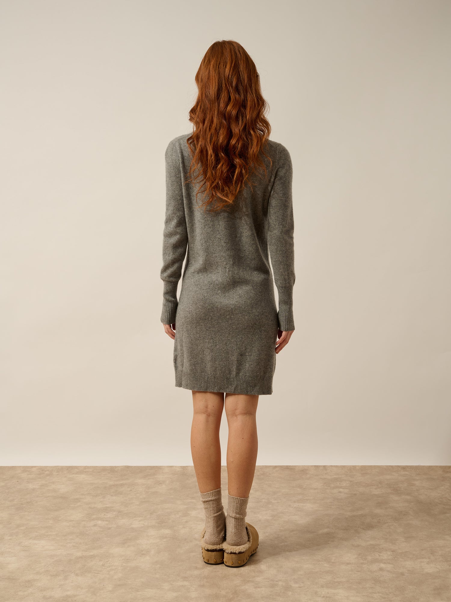 TRACY robe col v flanelle chiné