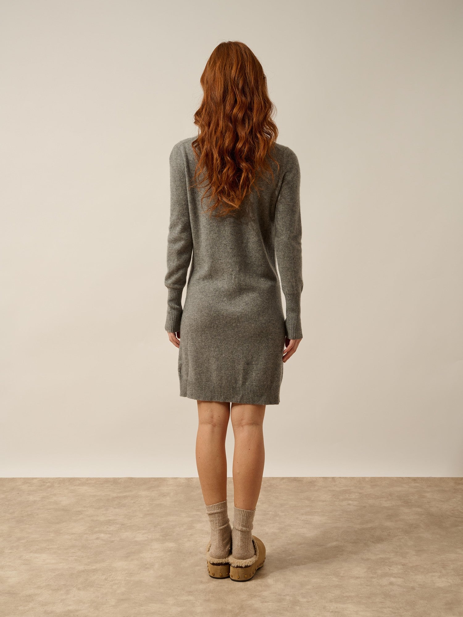 tracy robe col v flanelle chiné