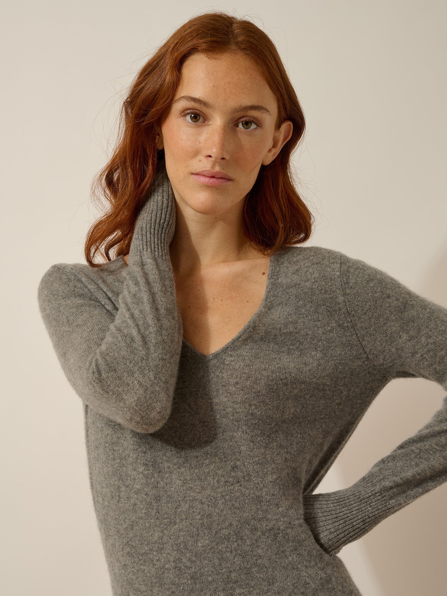 tracy robe col v flanelle chiné