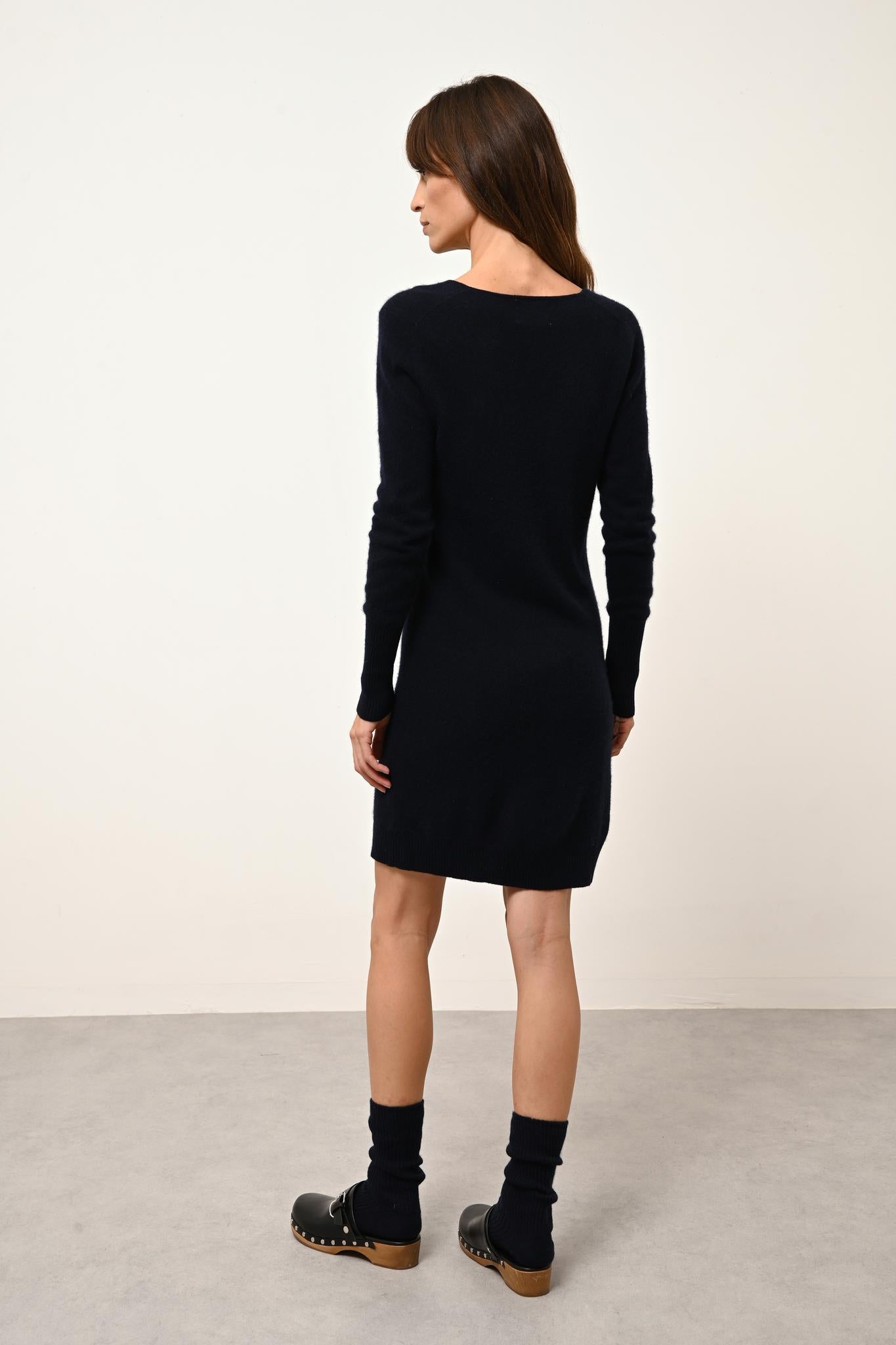 TRACY v-neck dress navy