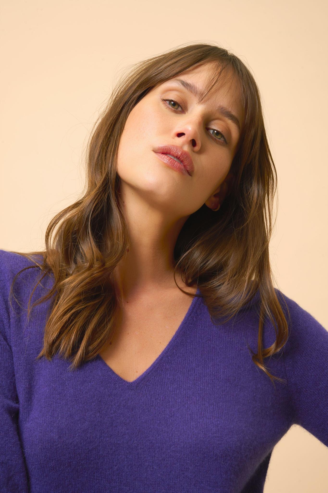 TRACY v-neck dress purple
