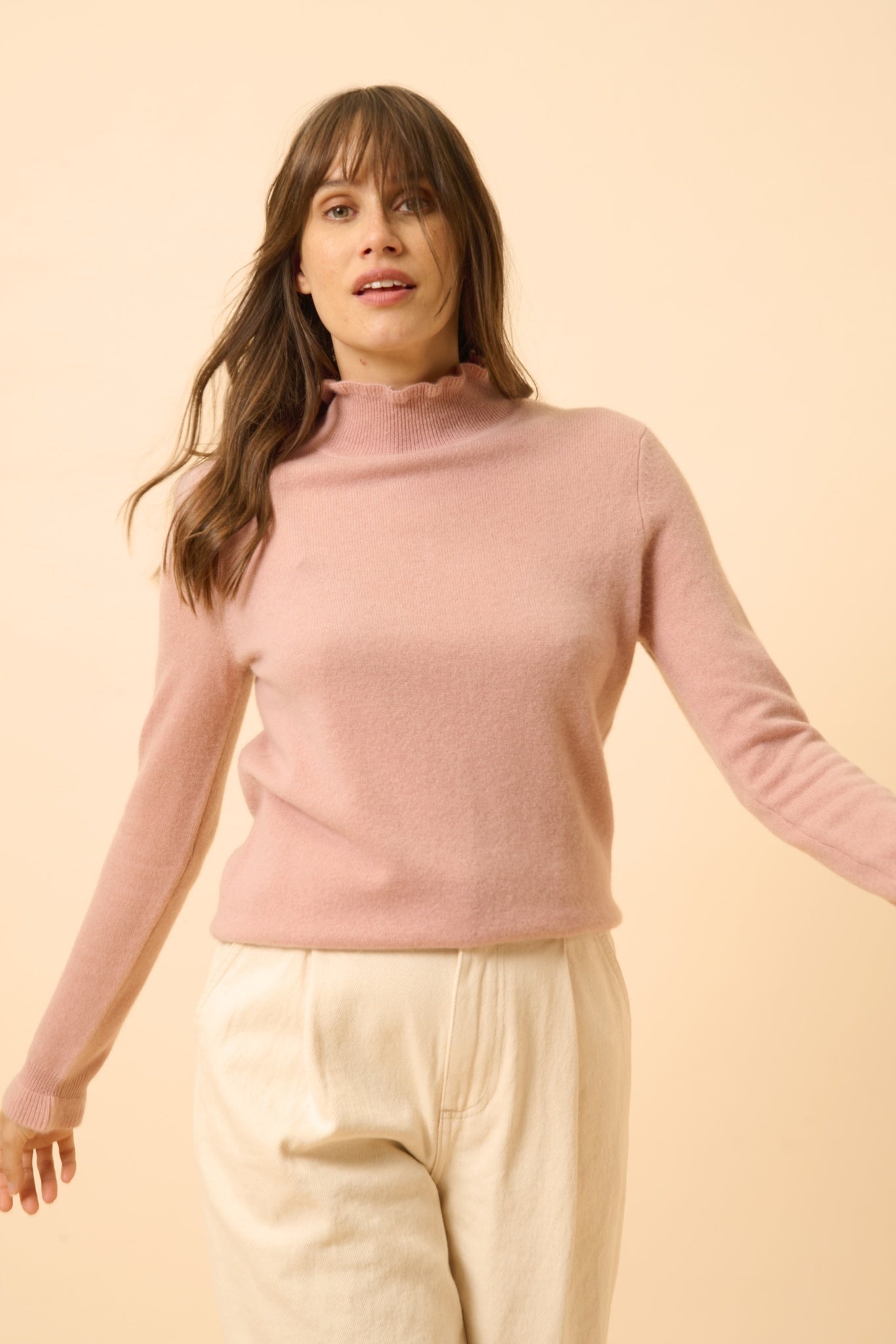 TRILA pull col montant bois de rose