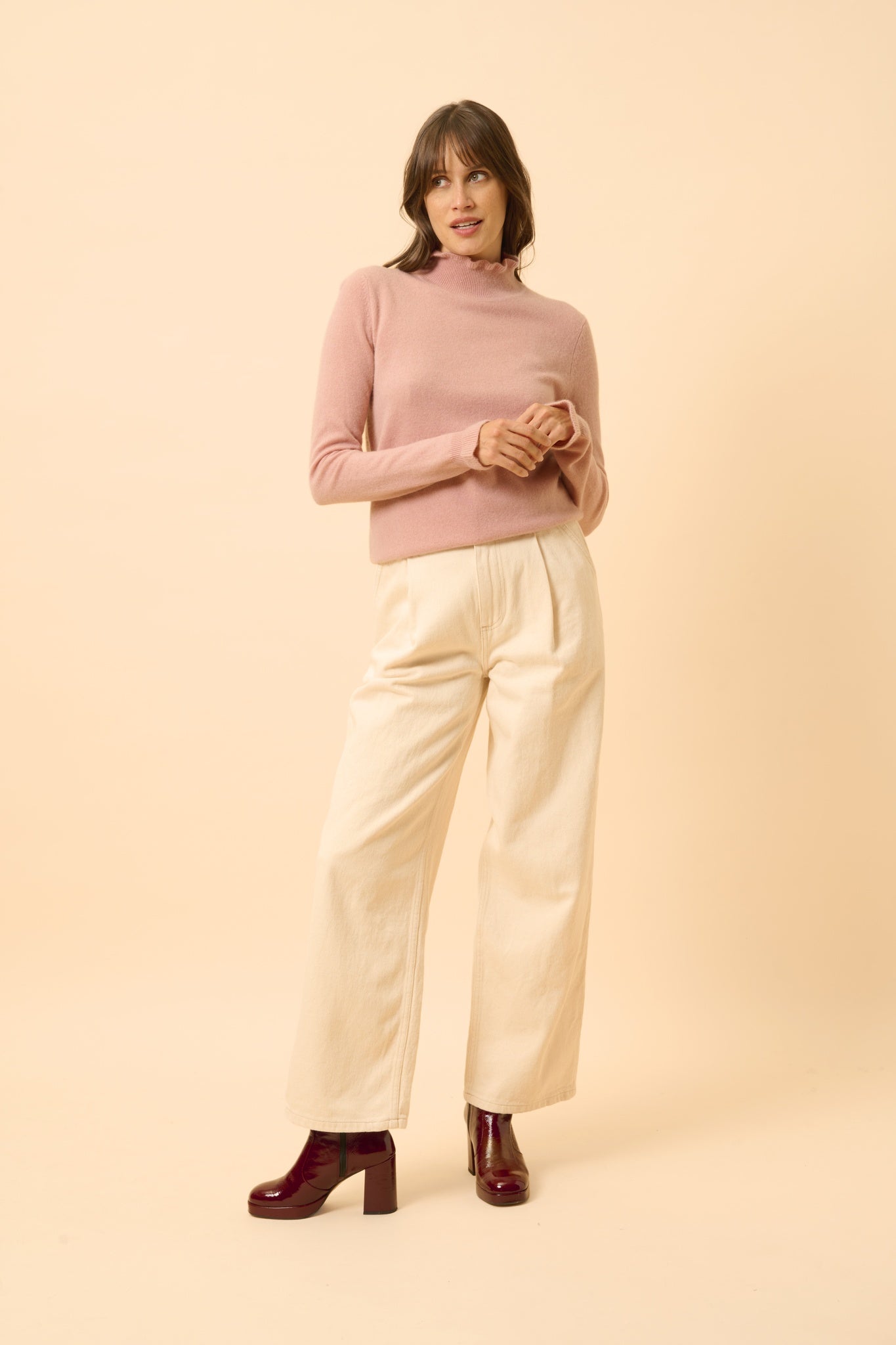 TRILA pull col montant bois de rose