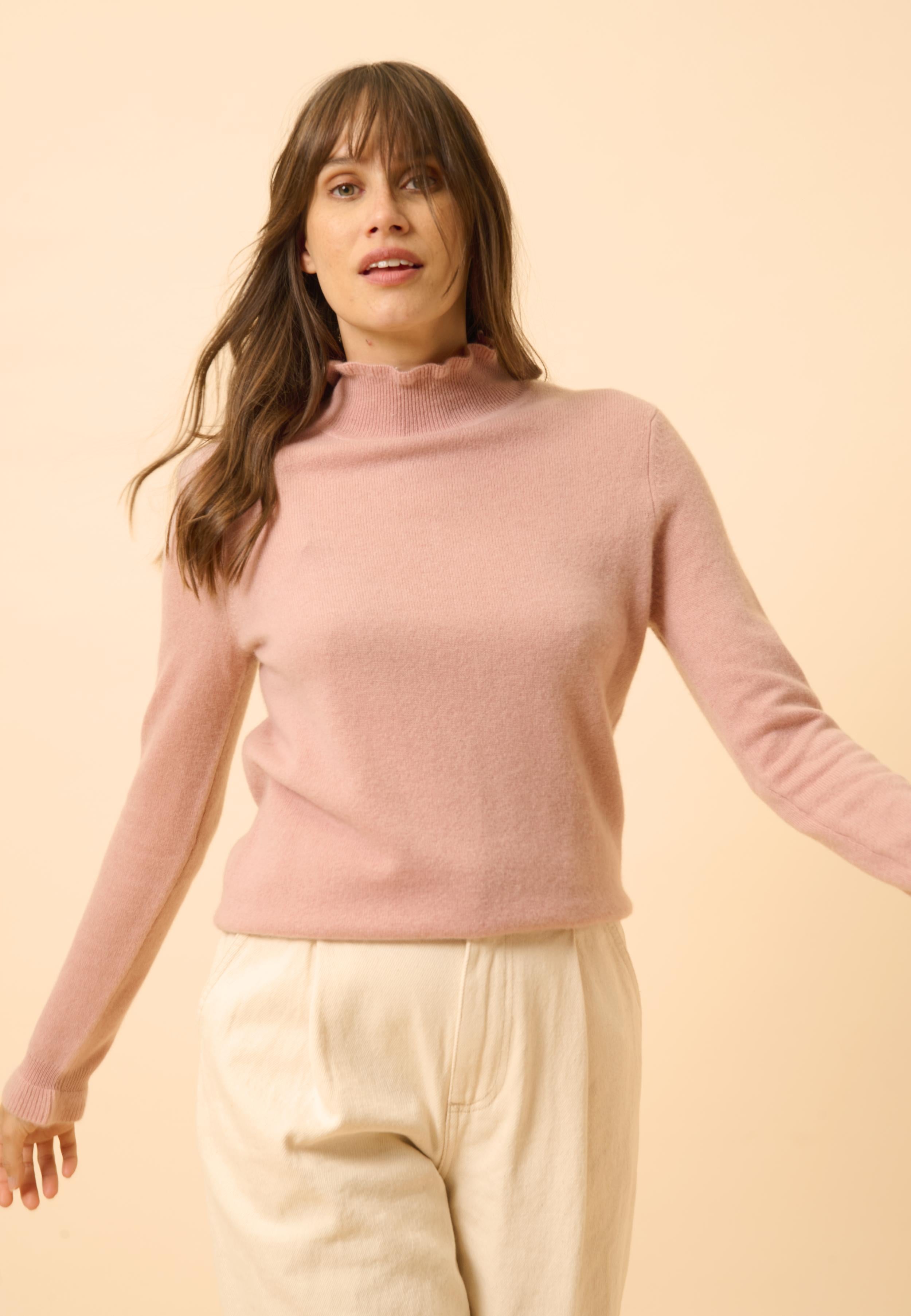 TRILA rosewood high-neck sweater