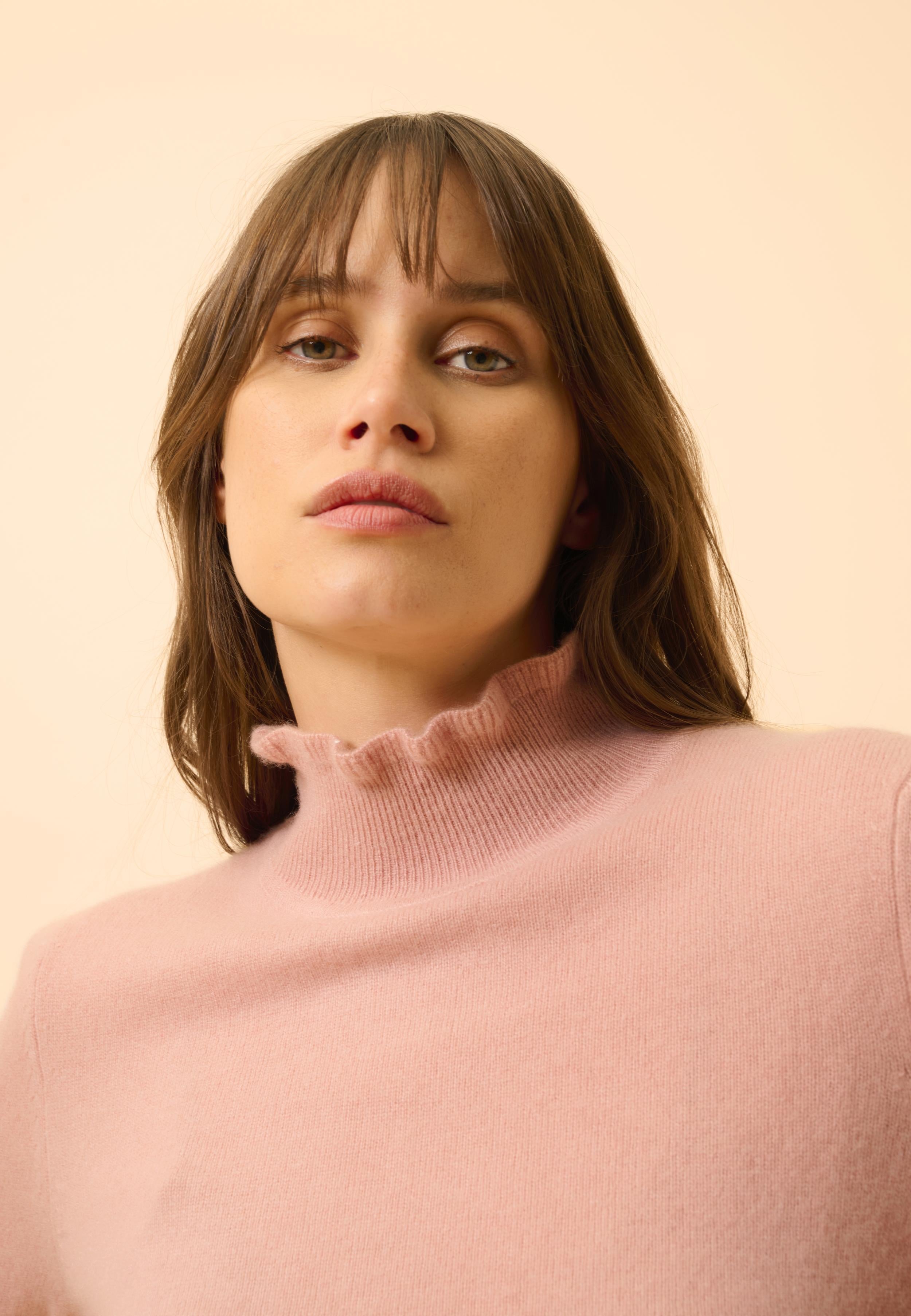 TRILA rosewood high-neck sweater