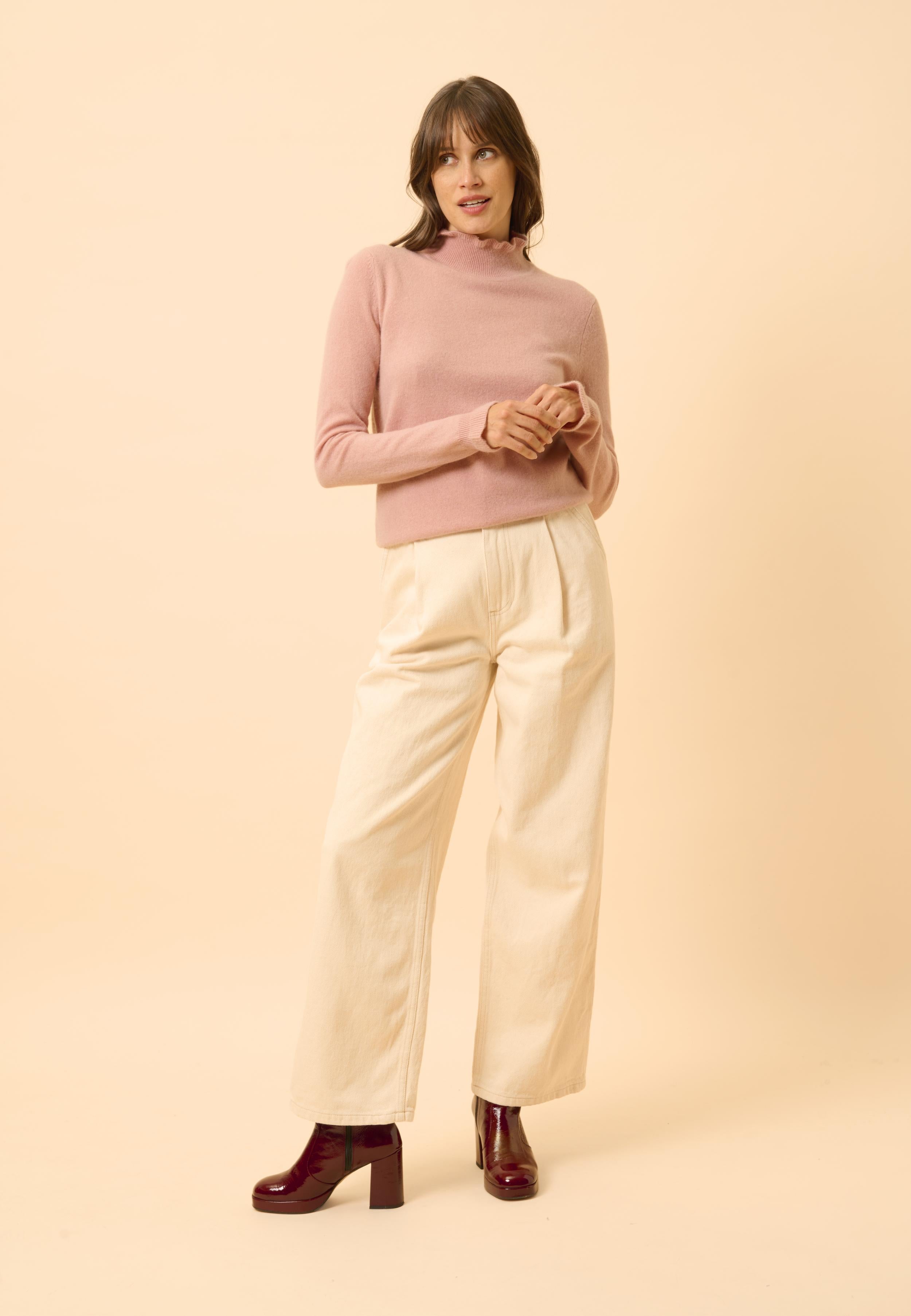 TRILA rosewood high-neck sweater
