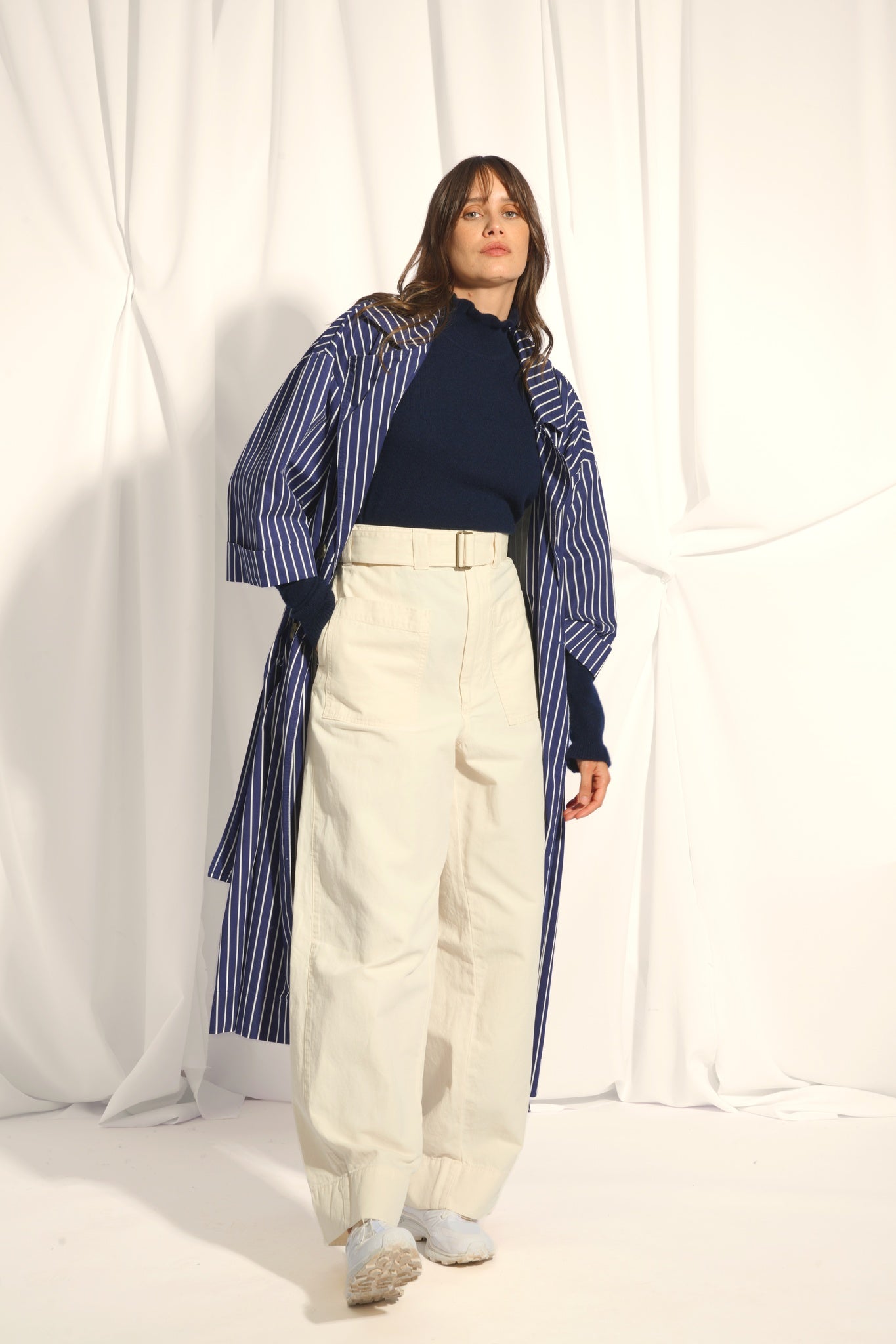 TRILA pull col montant navy