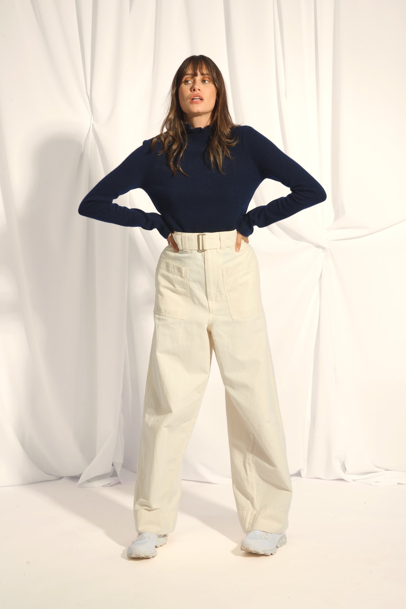 TRILA pull col montant navy