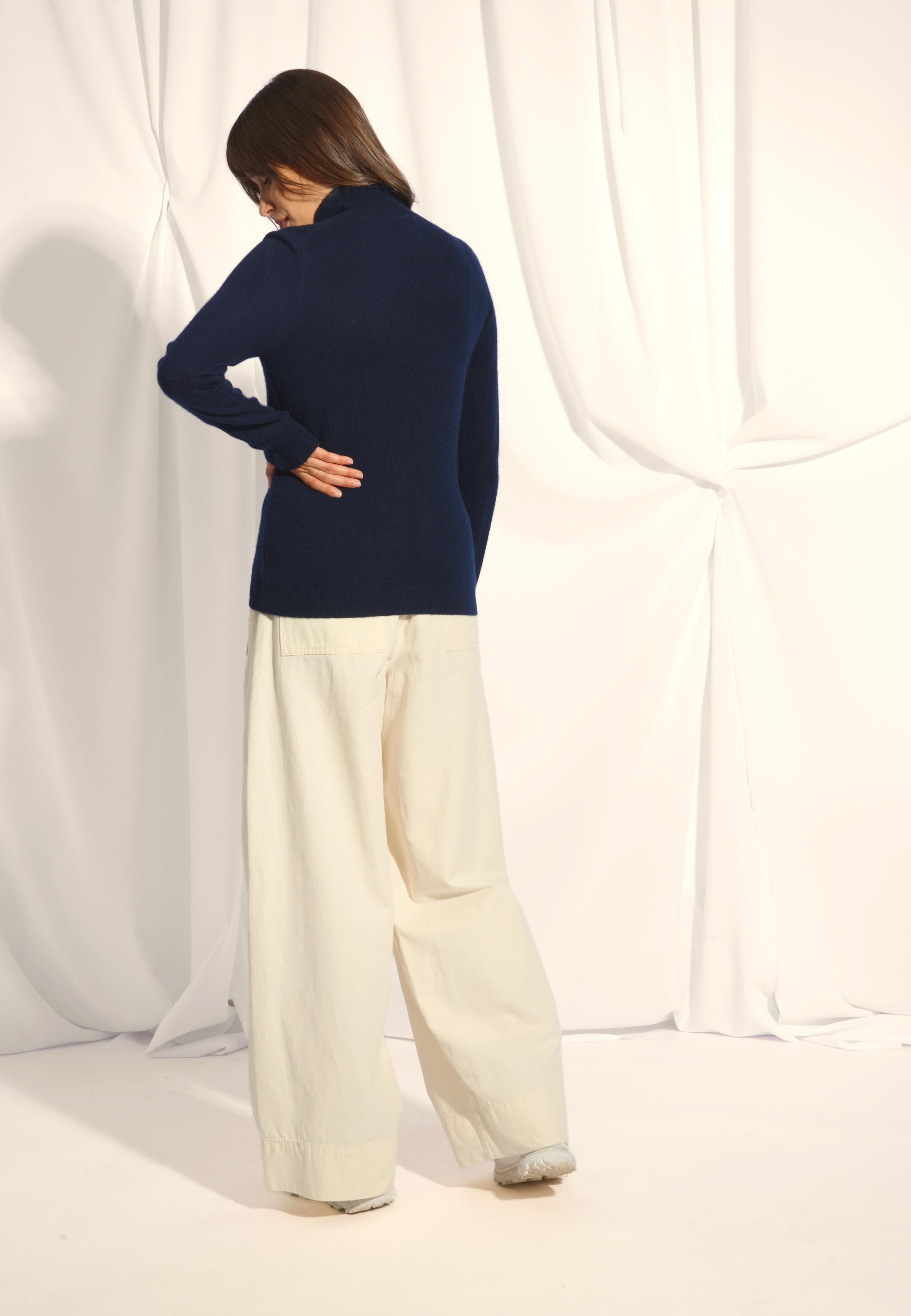 TRILA pull col montant navy