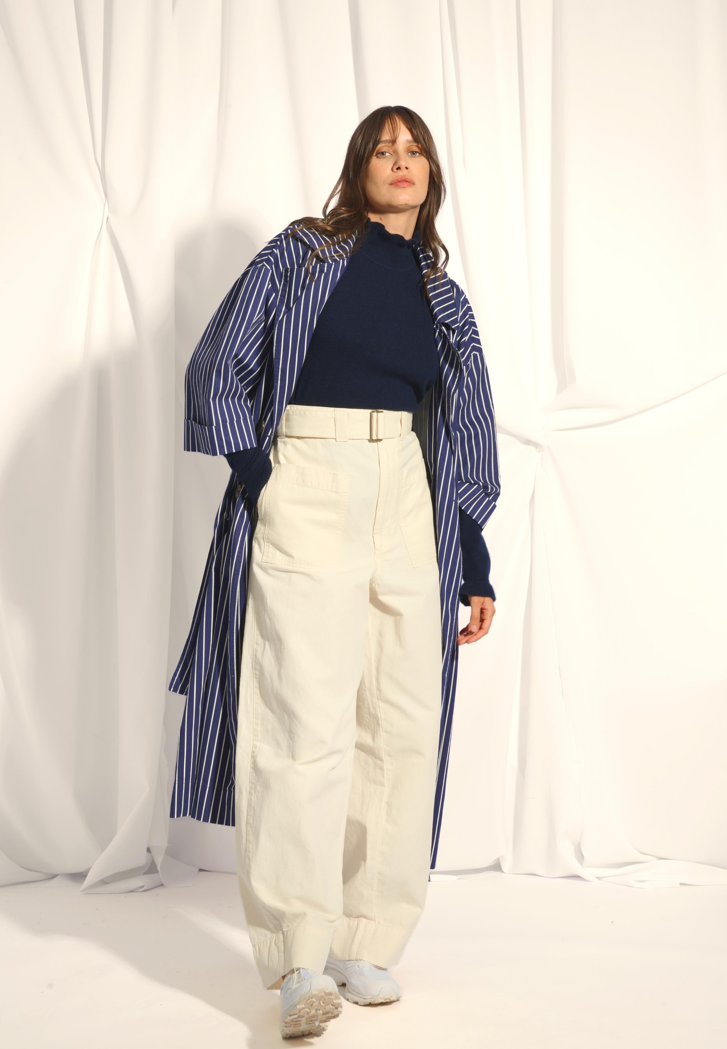 TRILA pull col montant navy