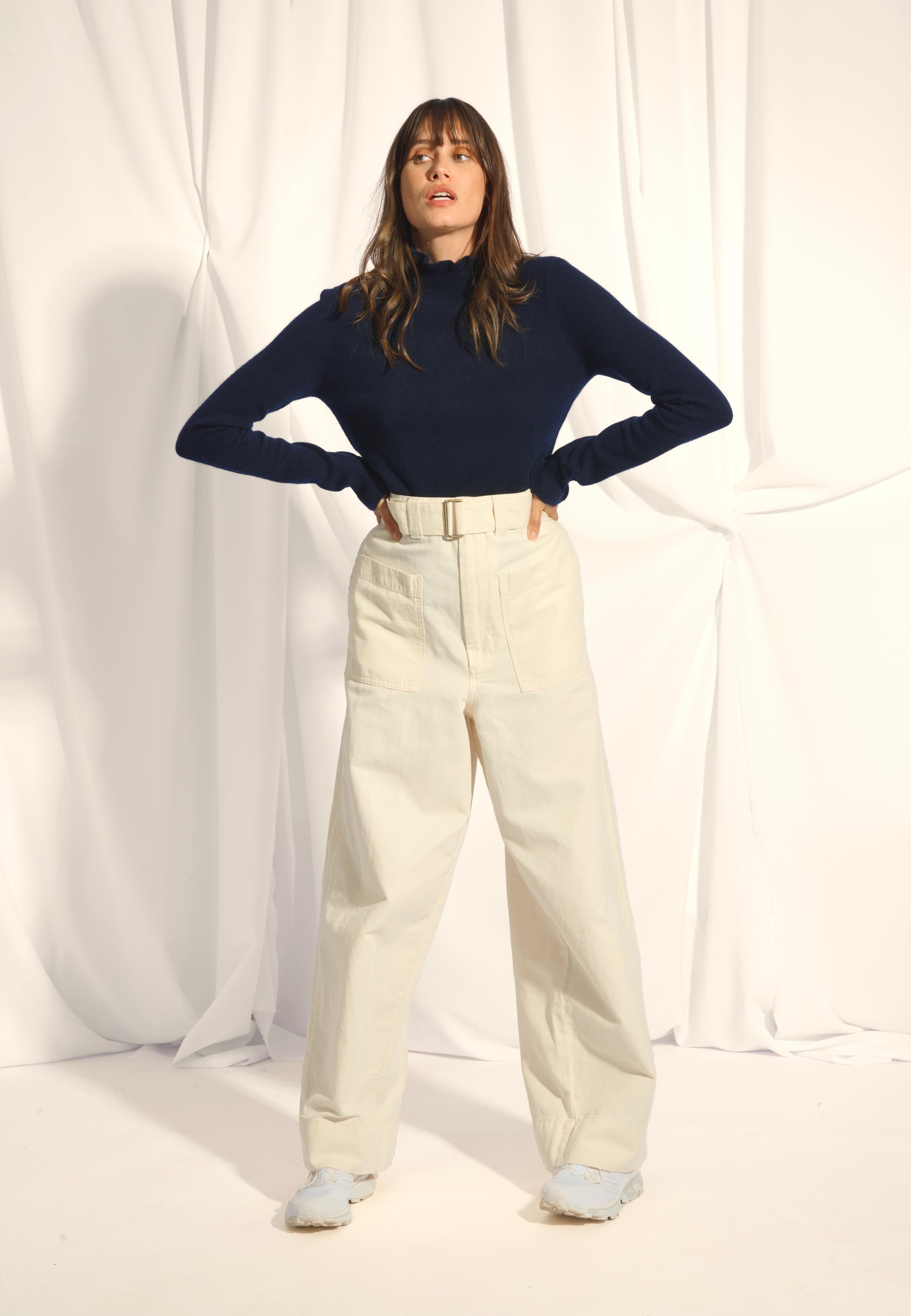 TRILA pull col montant navy