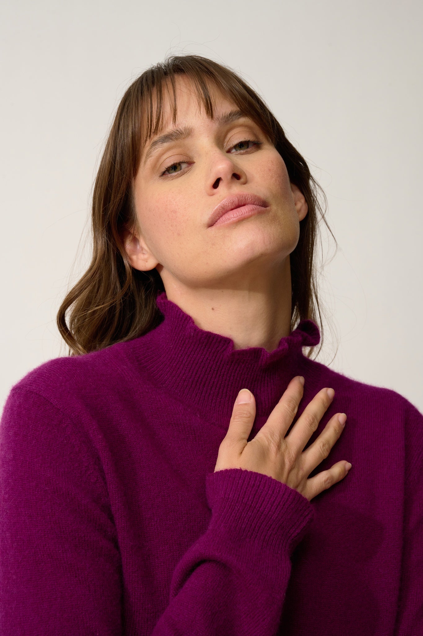 TRILA plum high neck sweater