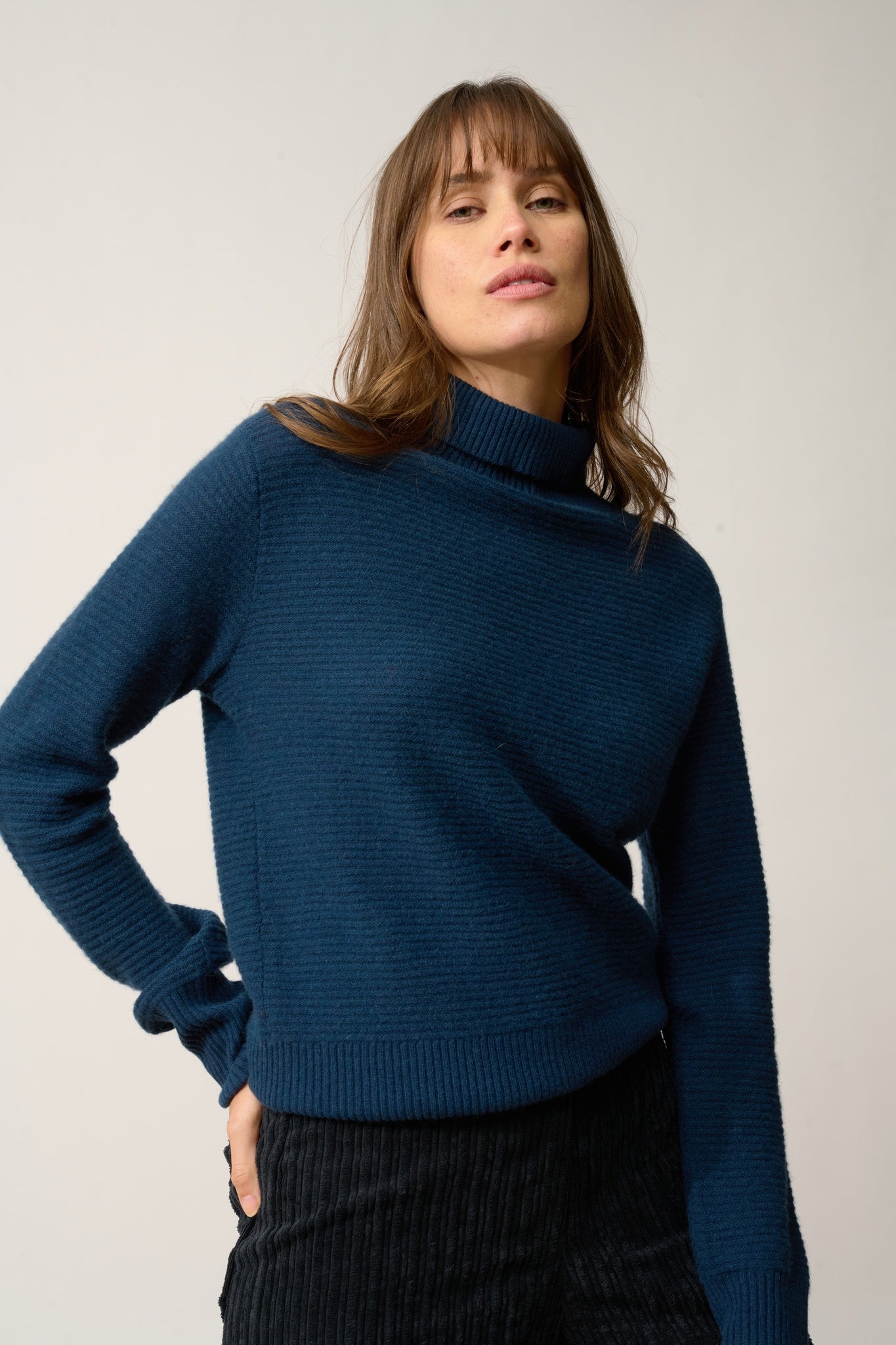 UDNY petrol blue turtleneck sweater