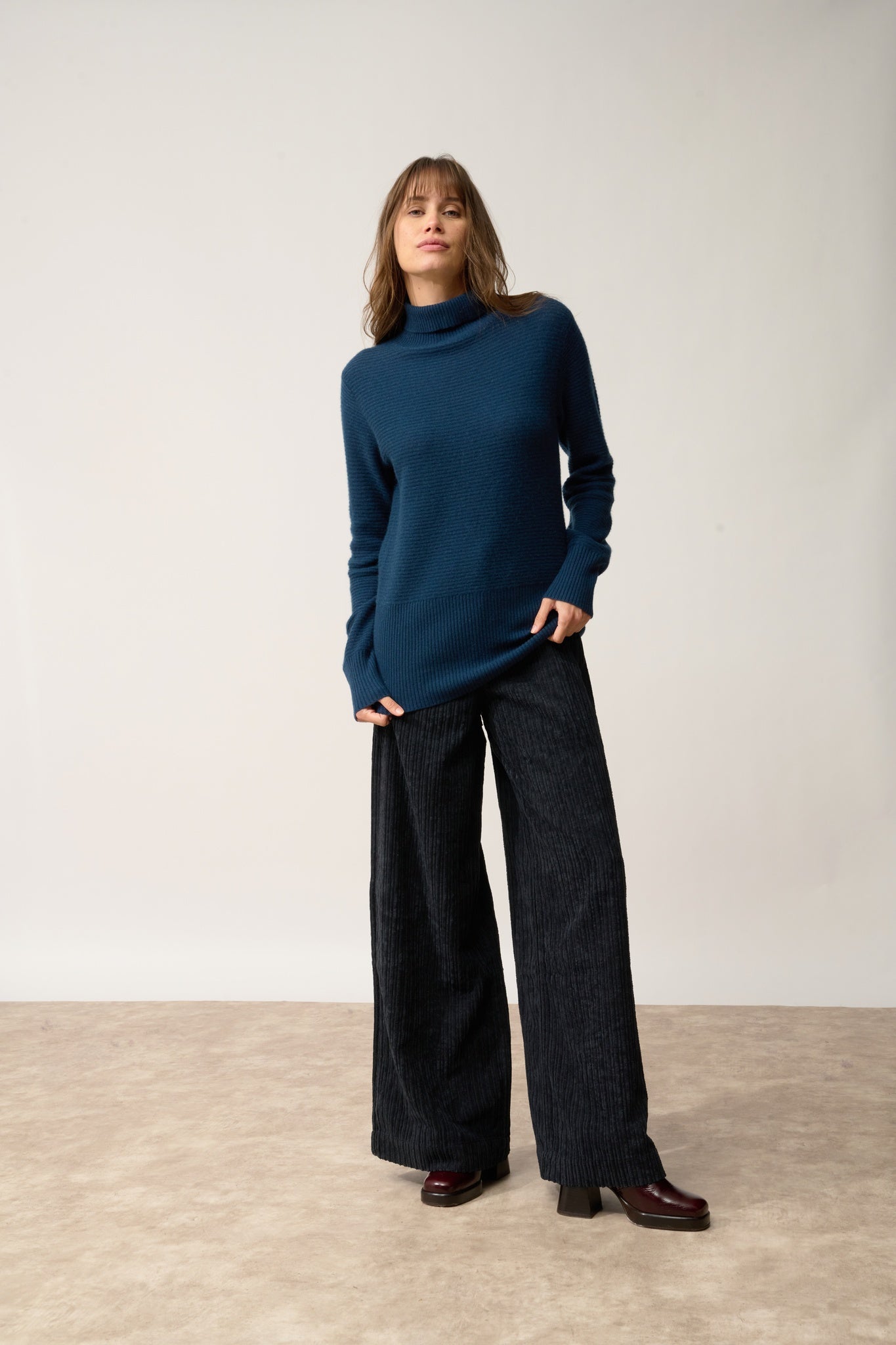 UDNY petrol blue turtleneck sweater