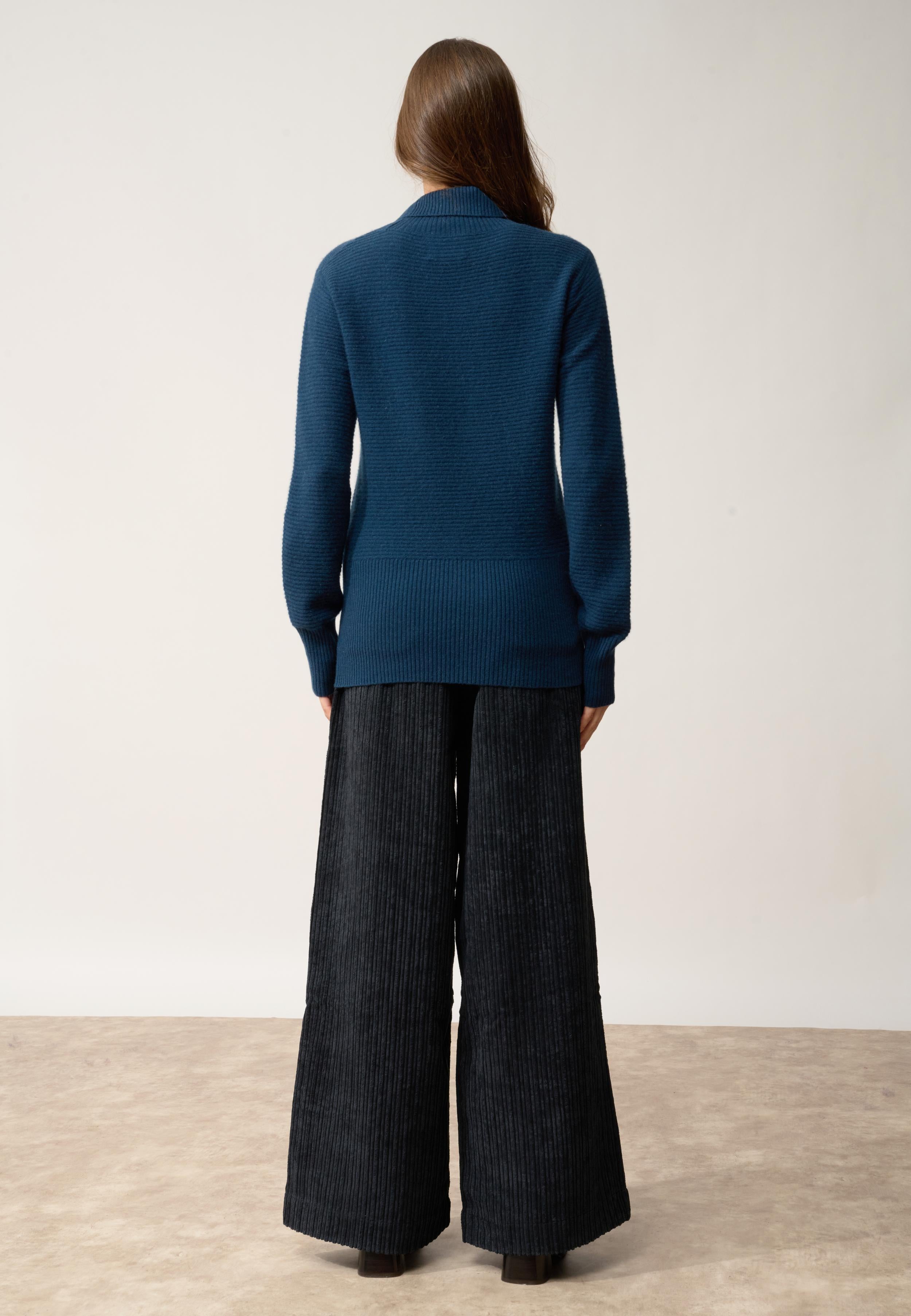 UDNY pull col roulé bleu pétrole