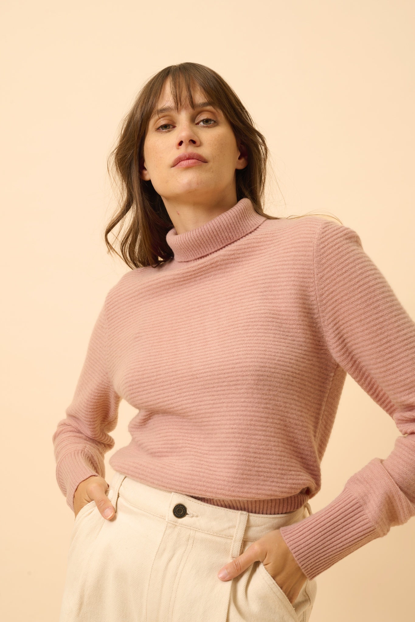 UDNY rosewood turtleneck sweater
