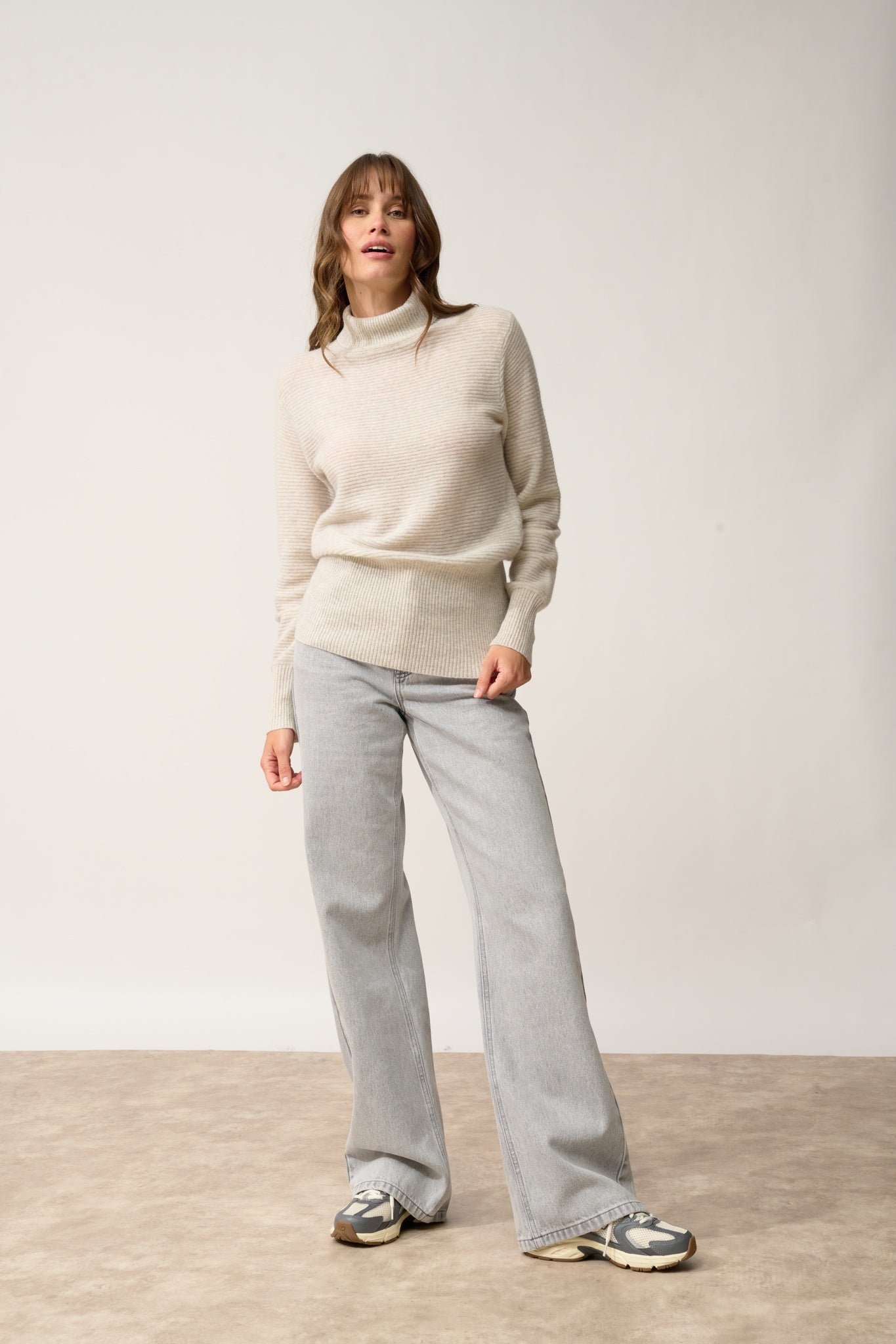 UDNY pull col roulé gris perle chiné