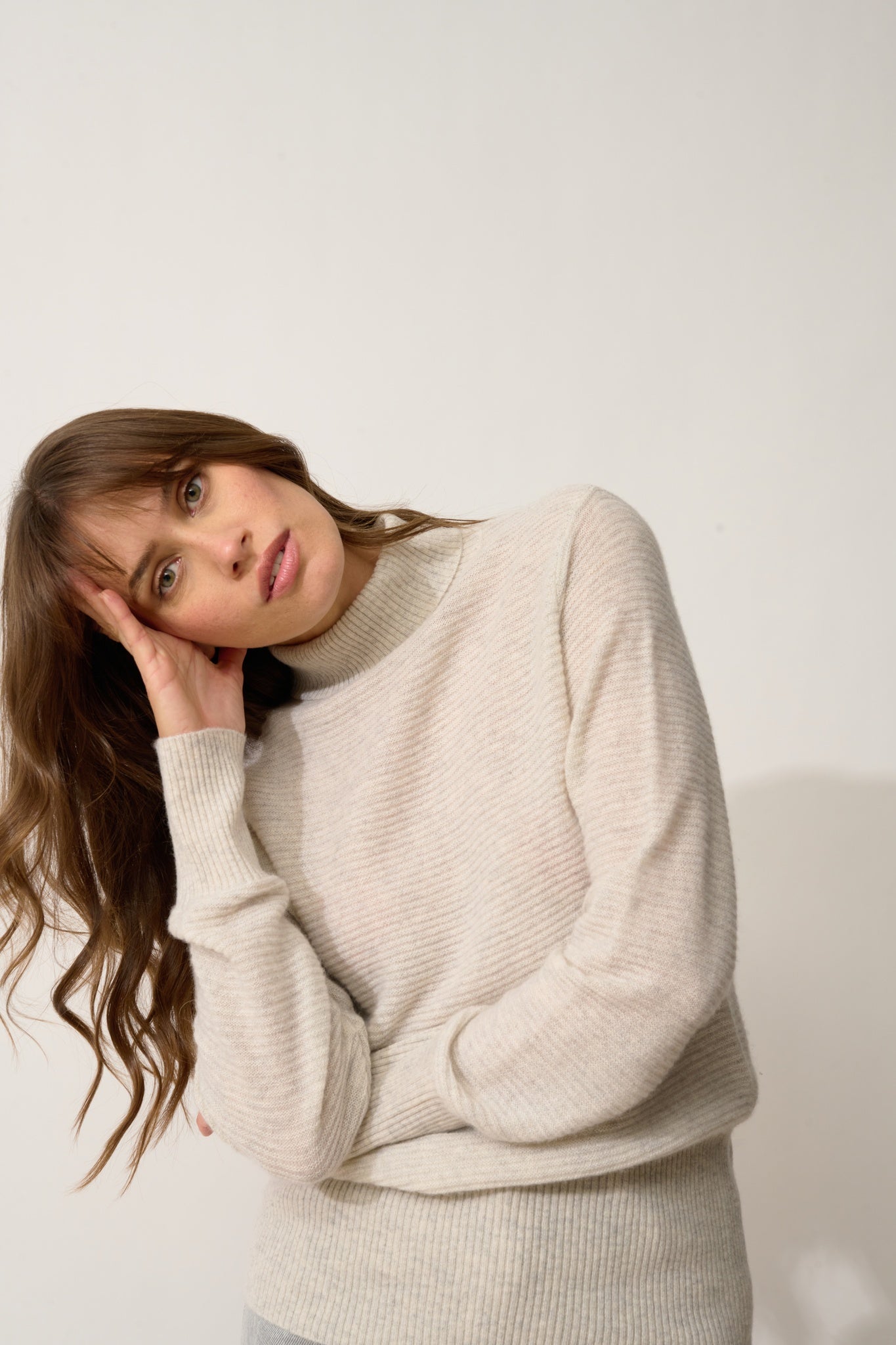 UDNY pearl gray turtleneck sweater