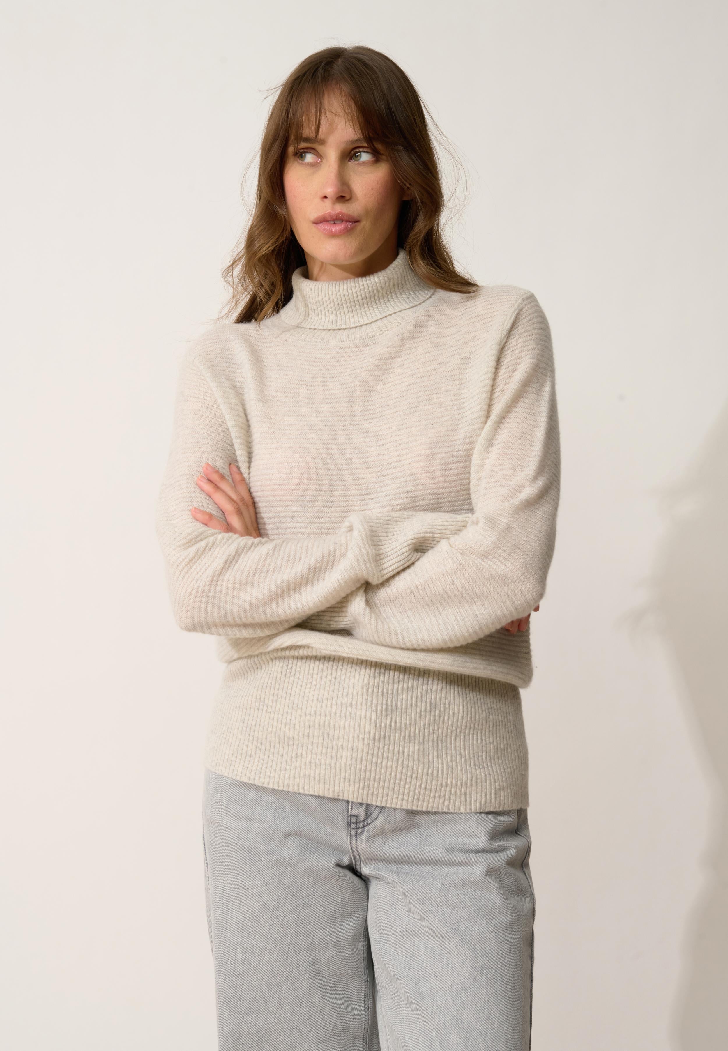 UDNY pull col roulé gris perle chiné