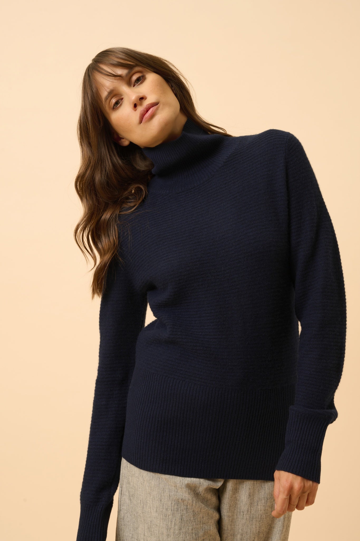 UDNY navy turtleneck sweater