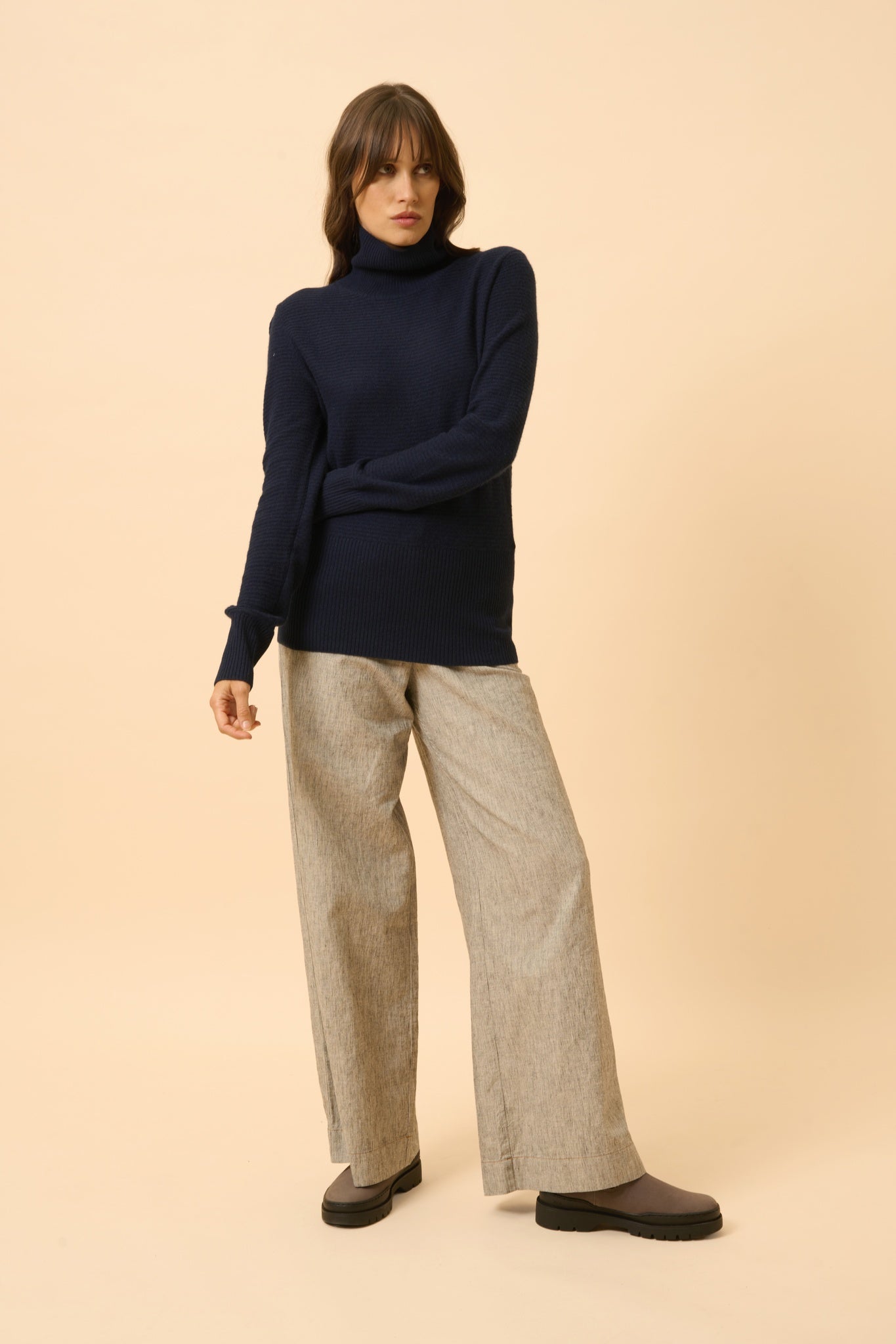 UDNY navy turtleneck sweater