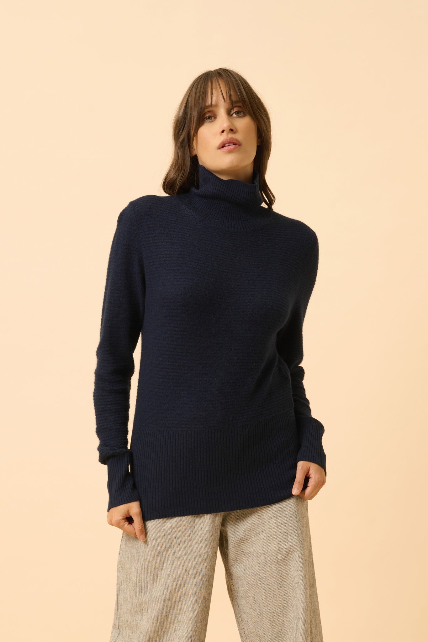UDNY navy turtleneck sweater
