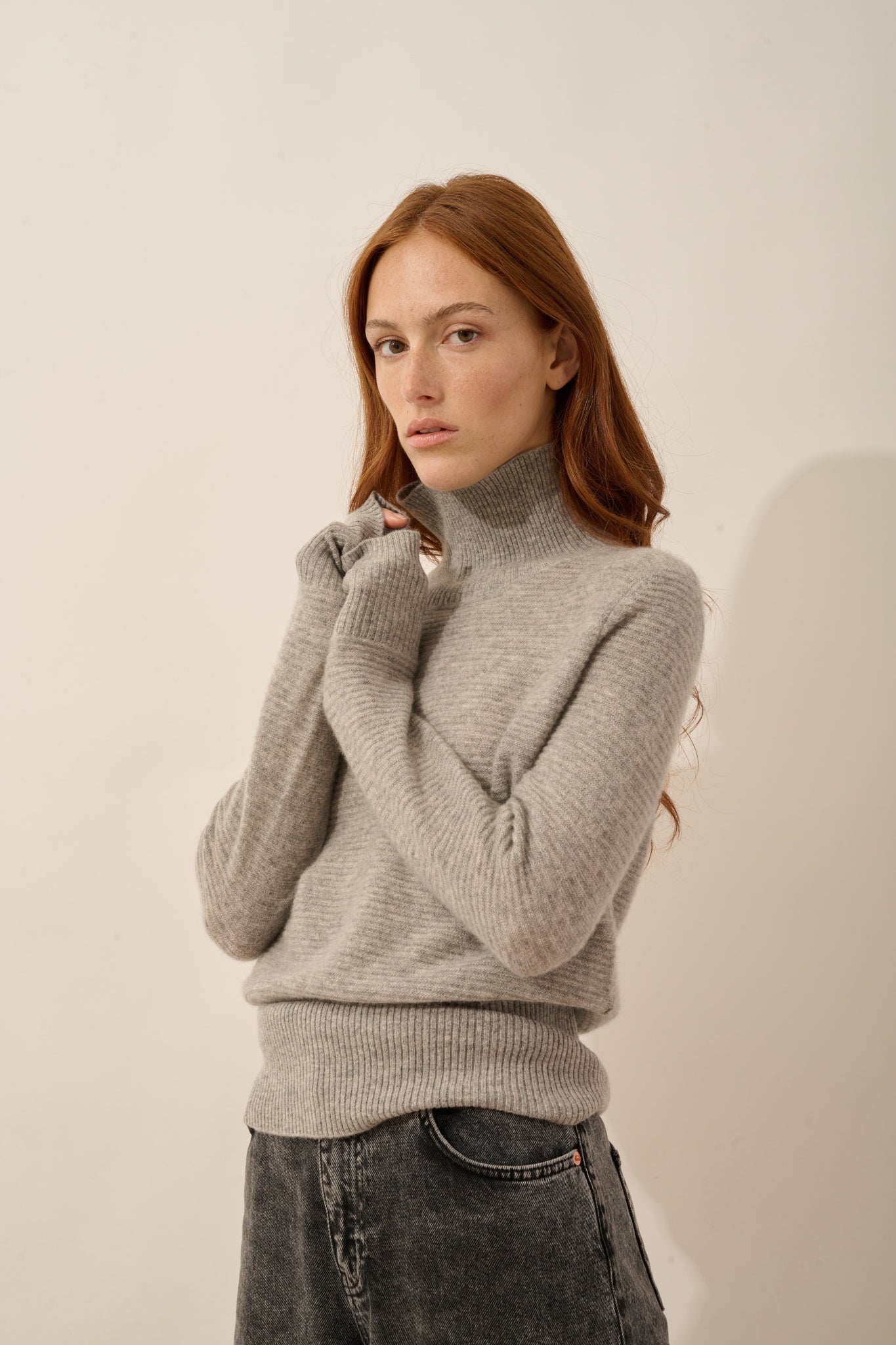 UDNY cloud-patterned turtleneck sweater