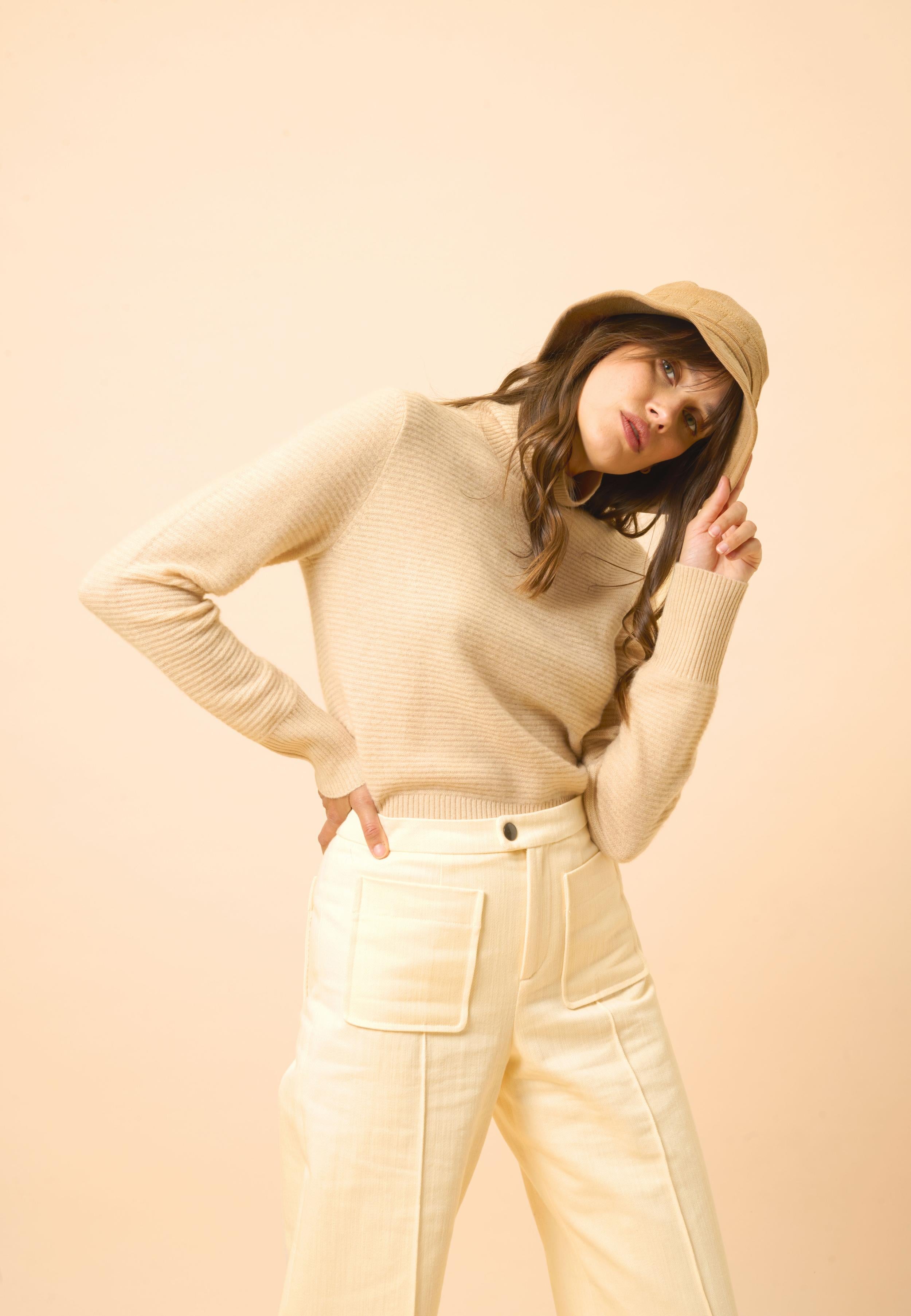 UDNY sand turtleneck sweater