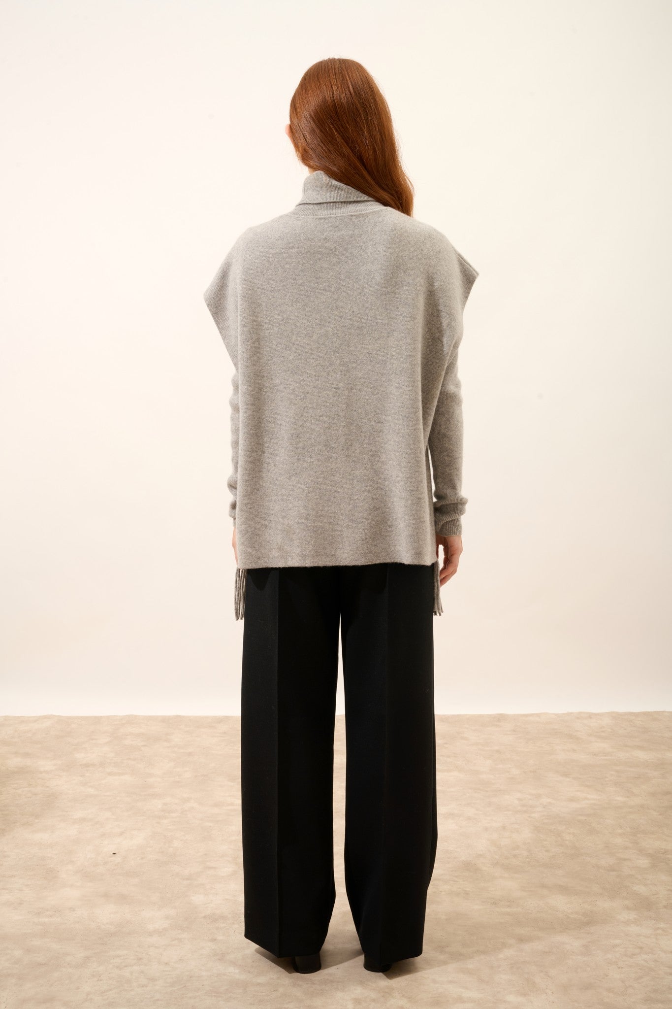 victoire gilet sans manches avec franges nuage chiné 100% cachemire